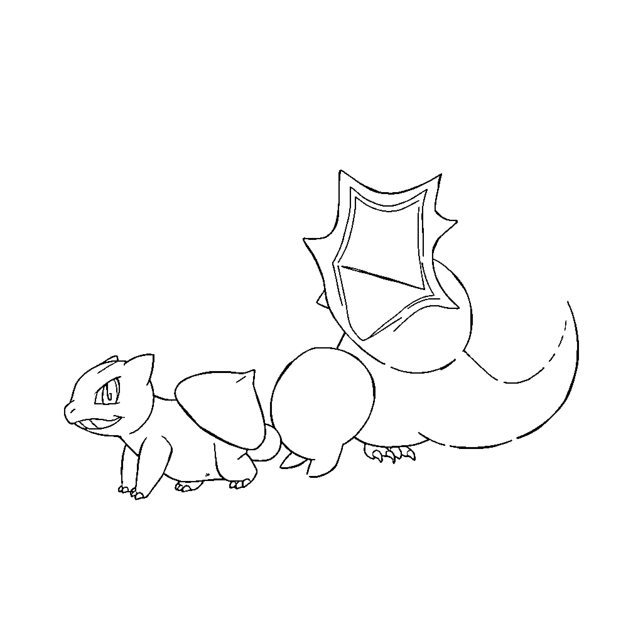 Bulbizarre Pokemon character sketch Coloring Page (free black-and-white line drawing printable PDF for all, from beginners to advanced learners, including children, teens, adults, and seniors)