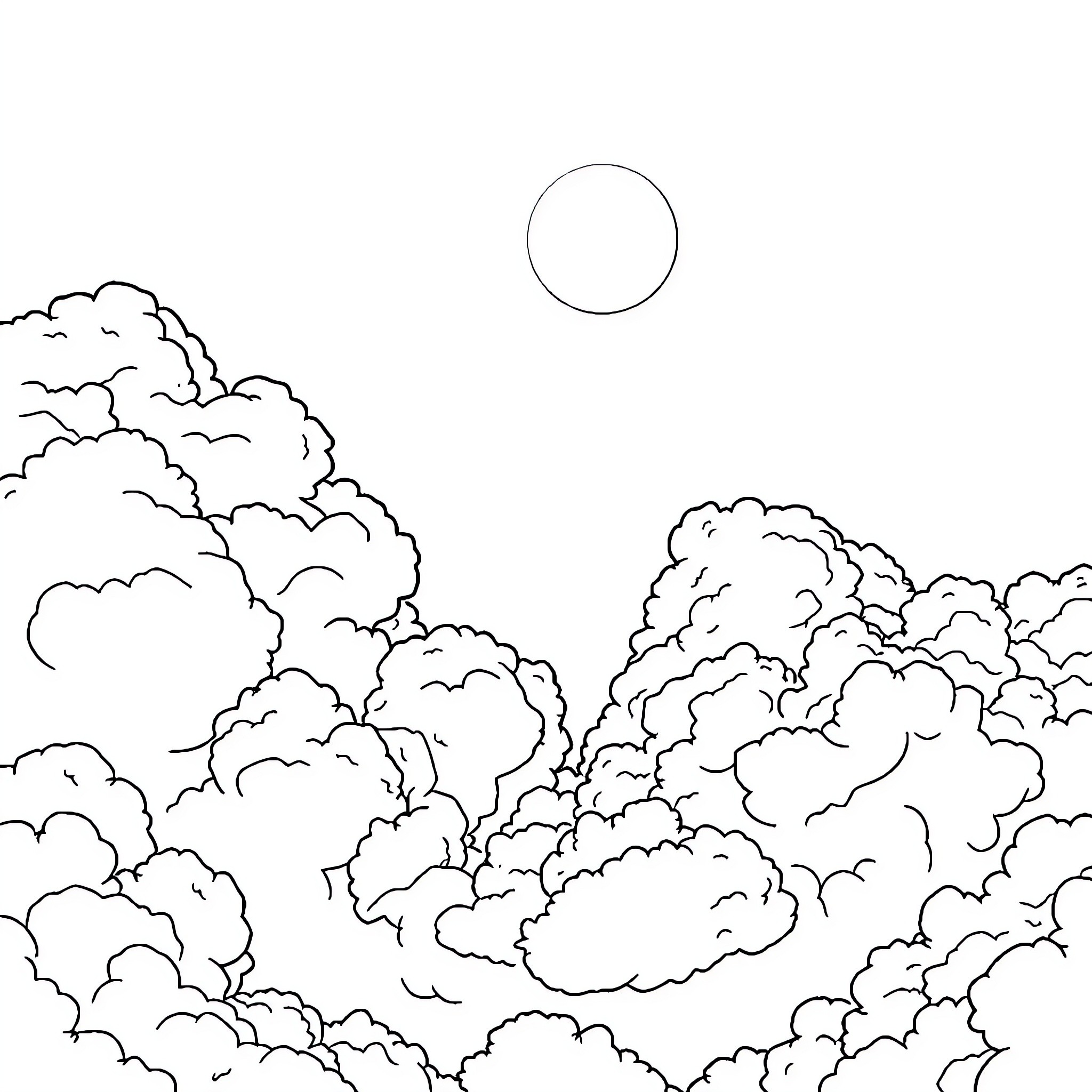 Skybri's Cloud Formations Coloring Page (free black-and-white line drawing printable PDF for all, from beginners to advanced learners, including children, teens, adults, and seniors)