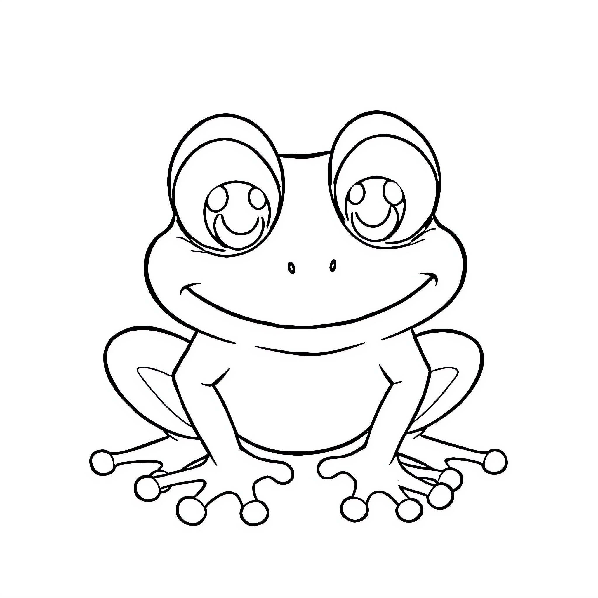 Pepe the happy smiling frog Coloring Page (free black-and-white line drawing printable PDF for all, from beginners to advanced learners, including children, teens, adults, and seniors)