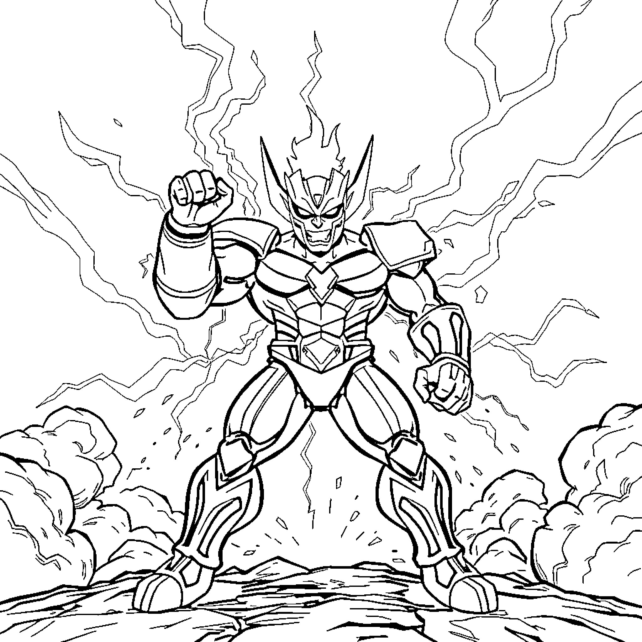 Electivire Unleashing Powerful Electrical Abilities Coloring Page (free black-and-white line drawing printable PDF for all, from beginners to advanced learners, including children, teens, adults, and seniors)