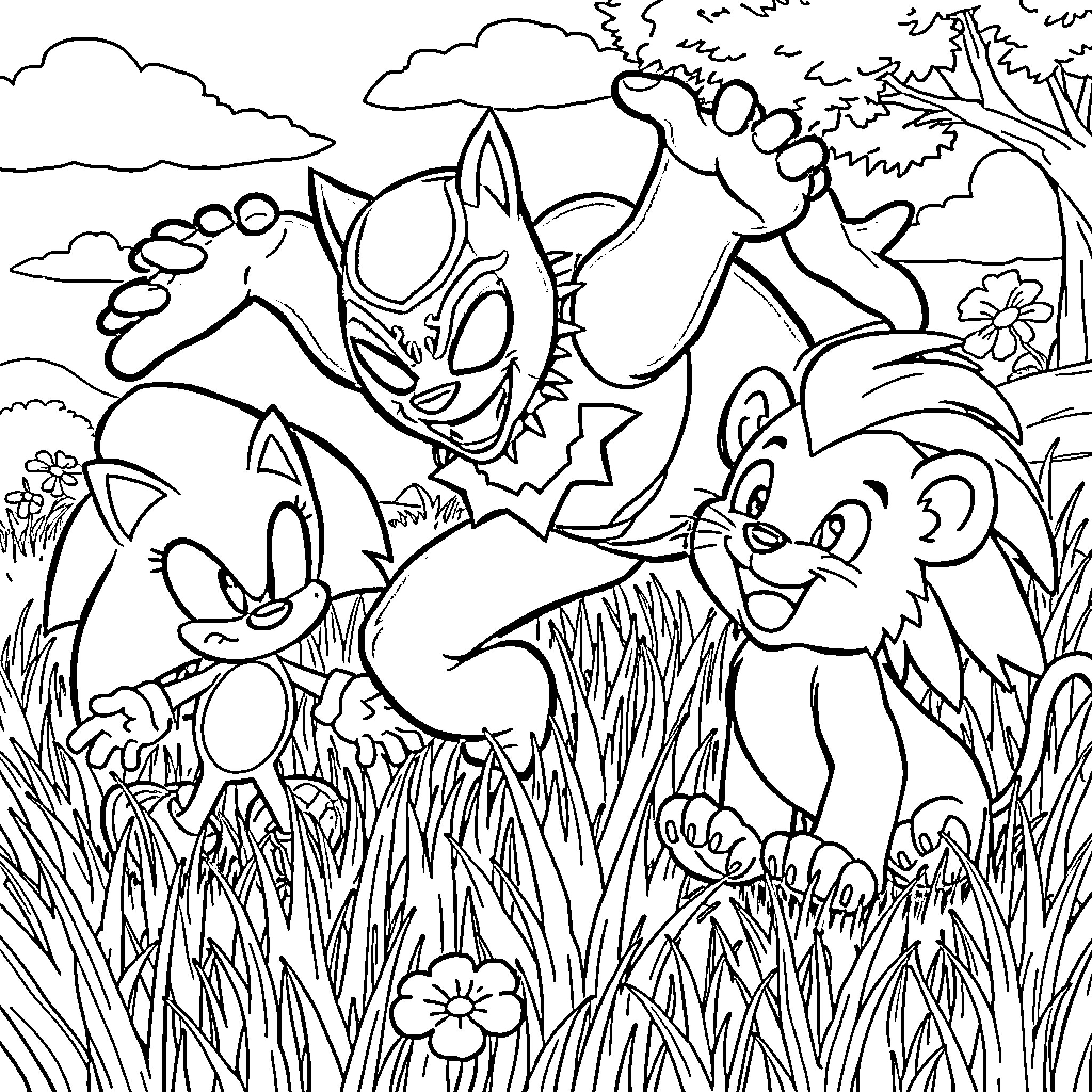 Black Panther's Vibrant Adventure in the Wilderness Coloring Page (free black-and-white line drawing printable PDF for all, from beginners to advanced learners, including children, teens, adults, and seniors)