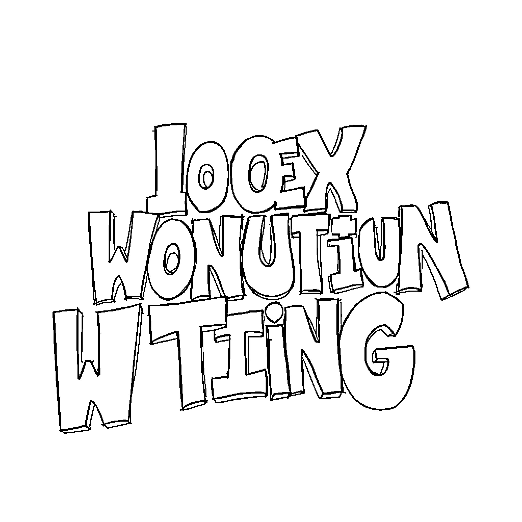 Unconventional writing Coloring Page (free black-and-white line drawing printable PDF for all, from beginners to advanced learners, including children, teens, adults, and seniors)