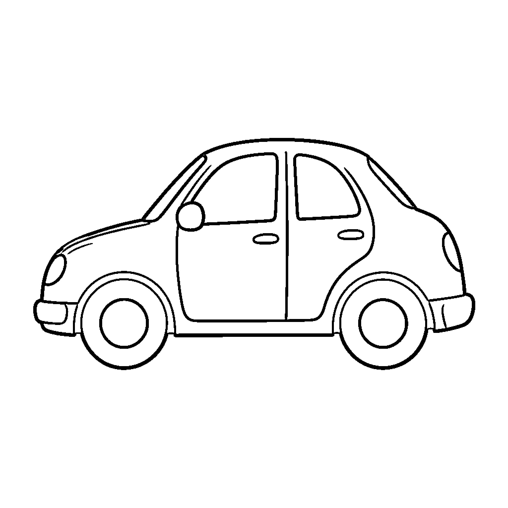 Car in simple outline illustration Coloring Page (free black-and-white line drawing printable PDF for all, from beginners to advanced learners, including children, teens, adults, and seniors)