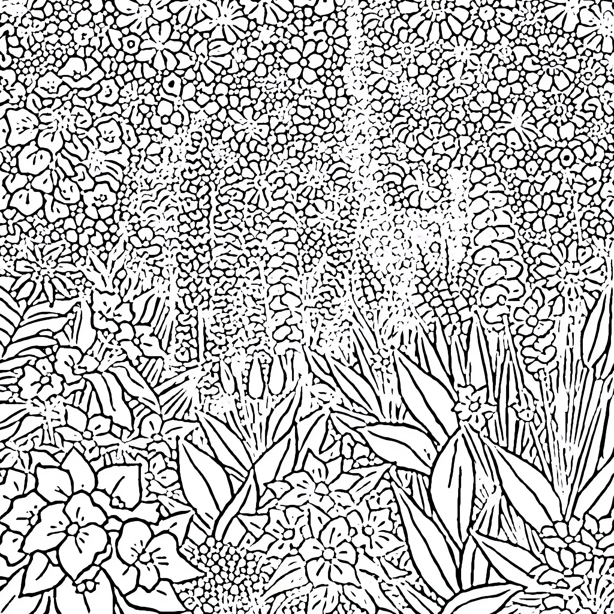 Violet Evergarden in Floral Wonderland Coloring Page (free black-and-white line drawing printable PDF for all, from beginners to advanced learners, including children, teens, adults, and seniors)