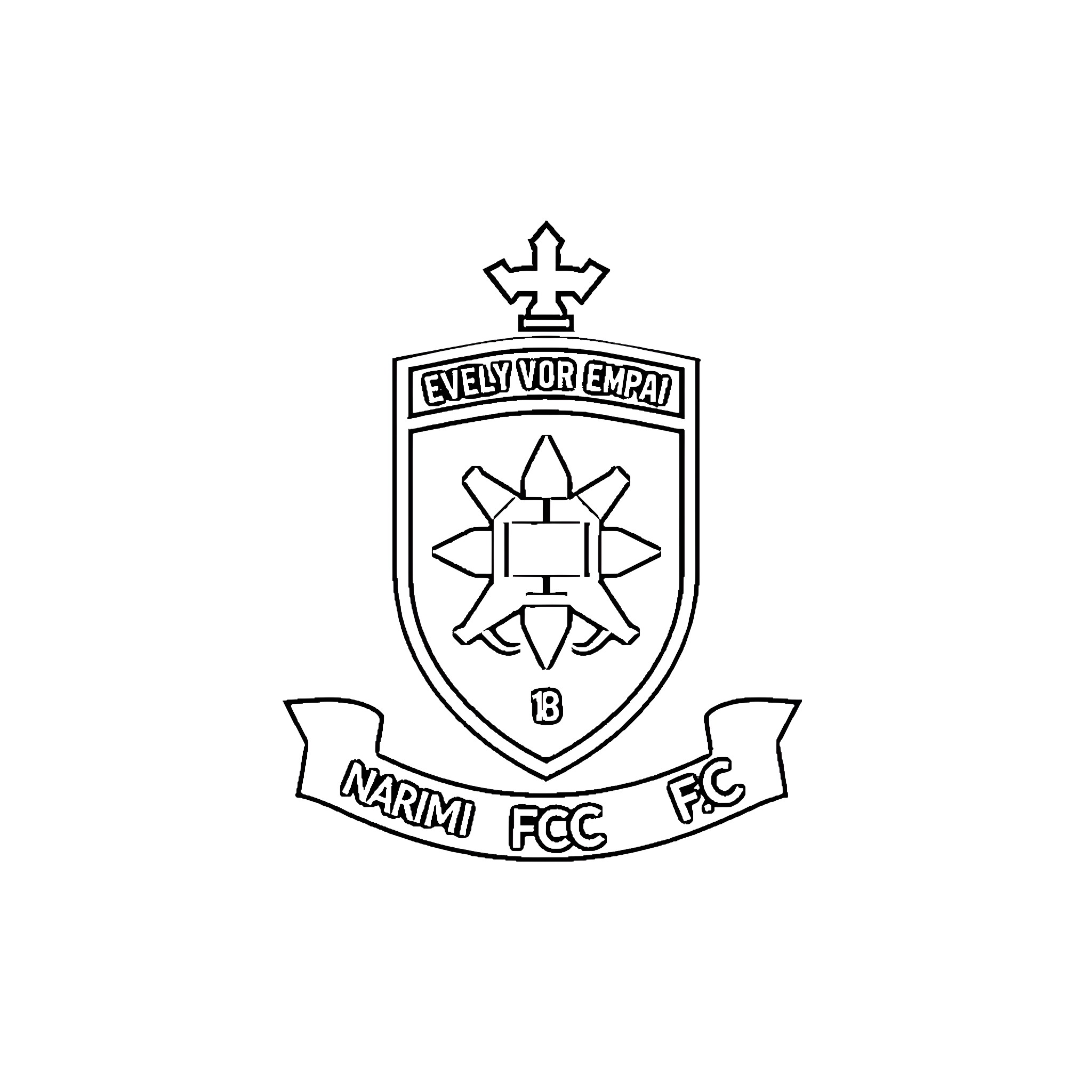 Stenhousemuir FC logo with heraldic design Coloring Page (free black-and-white line drawing printable PDF for all, from beginners to advanced learners, including children, teens, adults, and seniors)