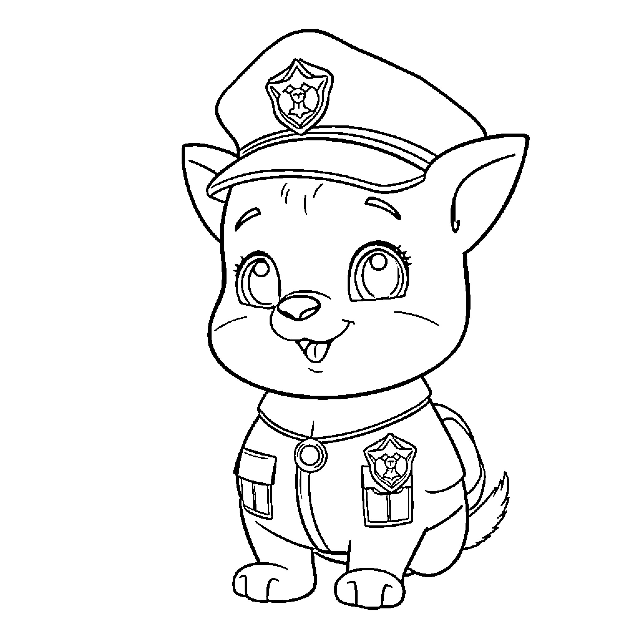 Duck police officer in uniform Coloring Page (free black-and-white line drawing printable PDF for all, from beginners to advanced learners, including children, teens, adults, and seniors)