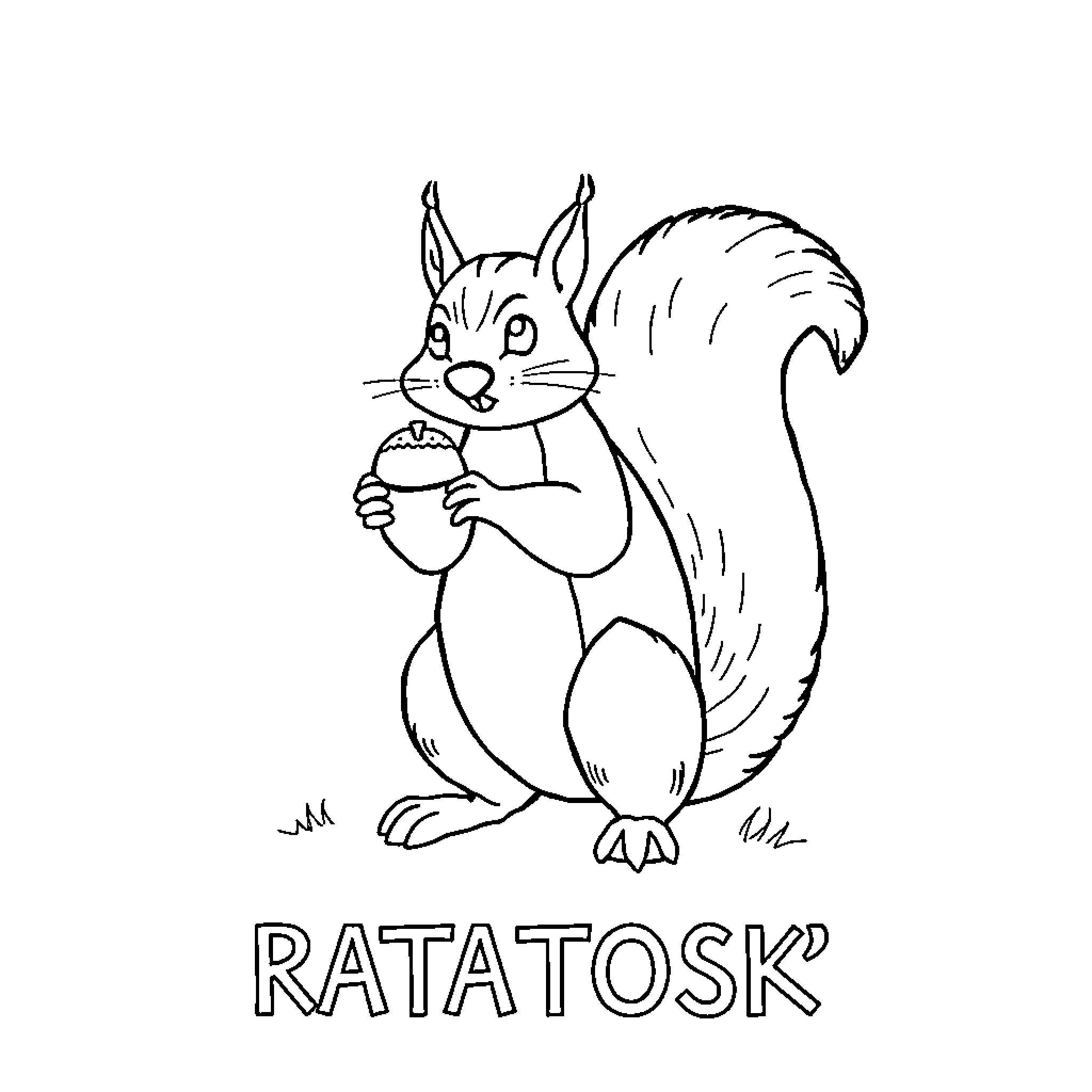 Squirrel enjoying a tasty snack Coloring Page (free black-and-white line drawing printable PDF for all, from beginners to advanced learners, including children, teens, adults, and seniors)