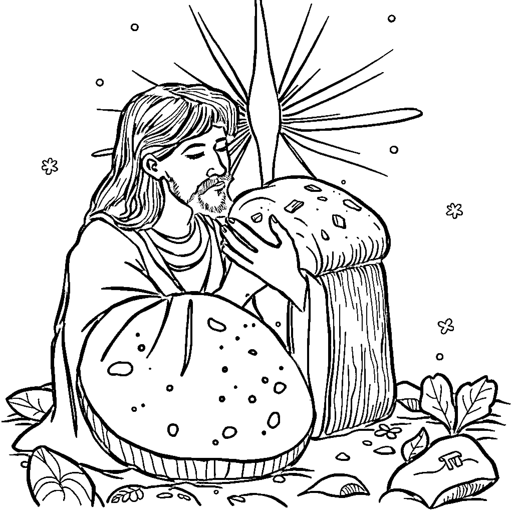Bread fairy enjoying nature's wonders Coloring Page (free black-and-white line drawing printable PDF for all, from beginners to advanced learners, including children, teens, adults, and seniors)