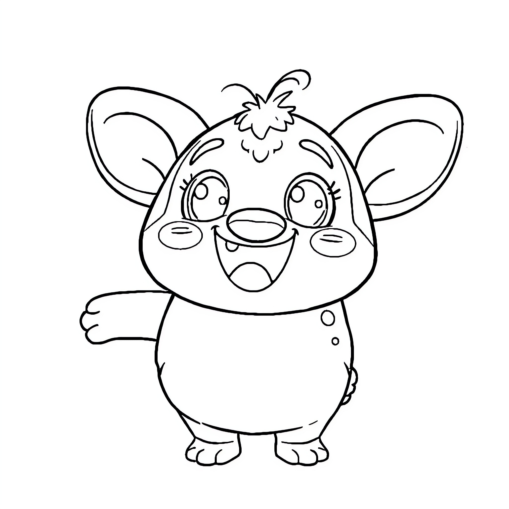 Labubu the Cute and Cheerful Character Coloring Page (free black-and-white line drawing printable PDF for all, from beginners to advanced learners, including children, teens, adults, and seniors)