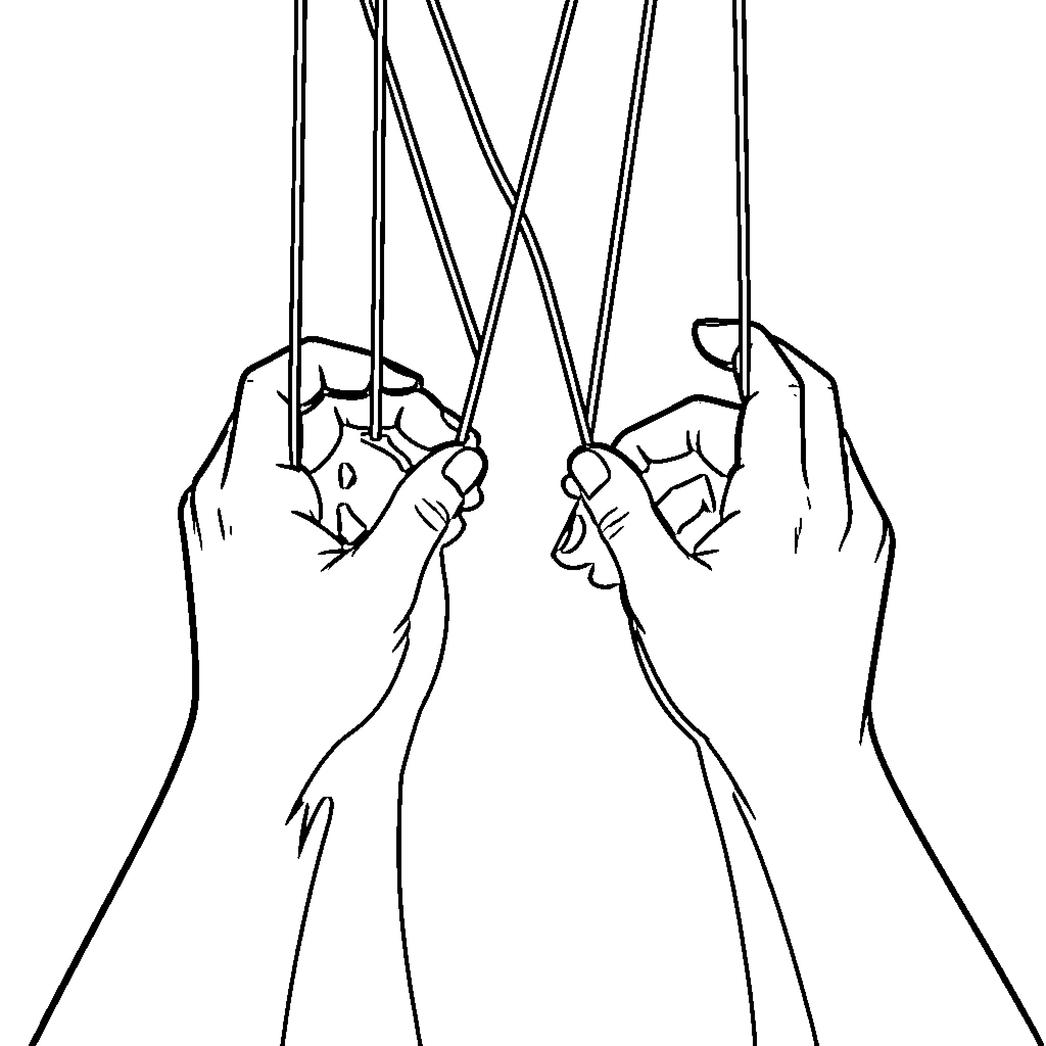 Puppeteer controlling the strings Coloring Page (free black-and-white line drawing printable PDF for all, from beginners to advanced learners, including children, teens, adults, and seniors)