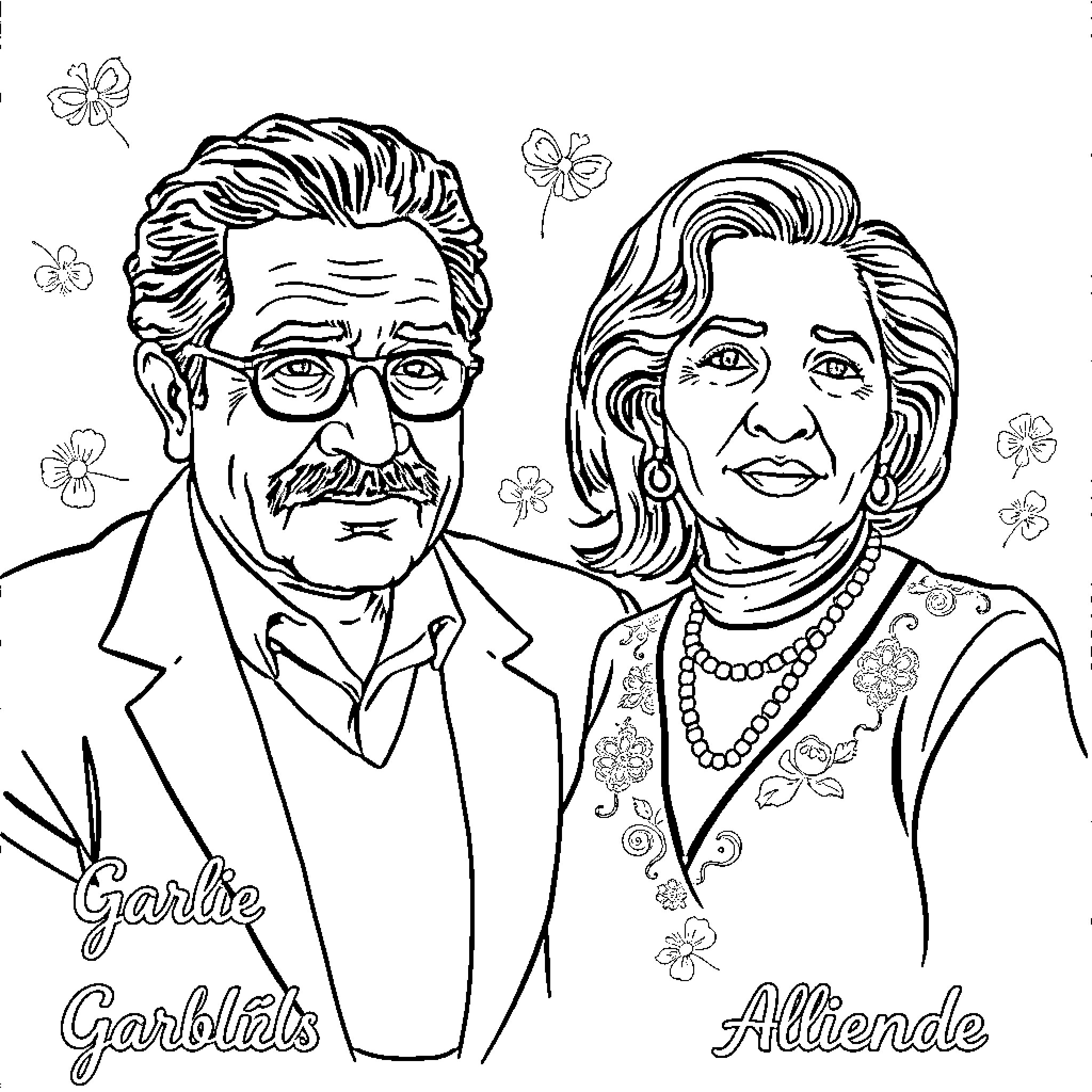 Escritor featuring public figures in formal attire Coloring Page (free black-and-white line drawing printable PDF for all, from beginners to advanced learners, including children, teens, adults, and seniors)