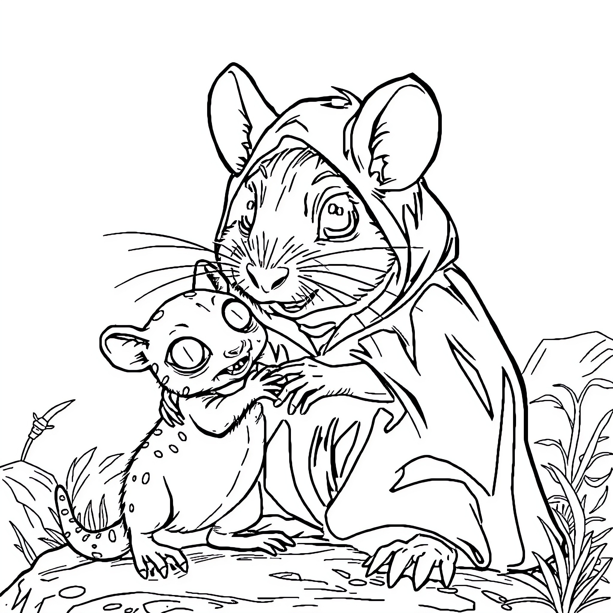 Nigromante - Mysterious creatures in the wild Coloring Page (free black-and-white line drawing printable PDF for all, from beginners to advanced learners, including children, teens, adults, and seniors)