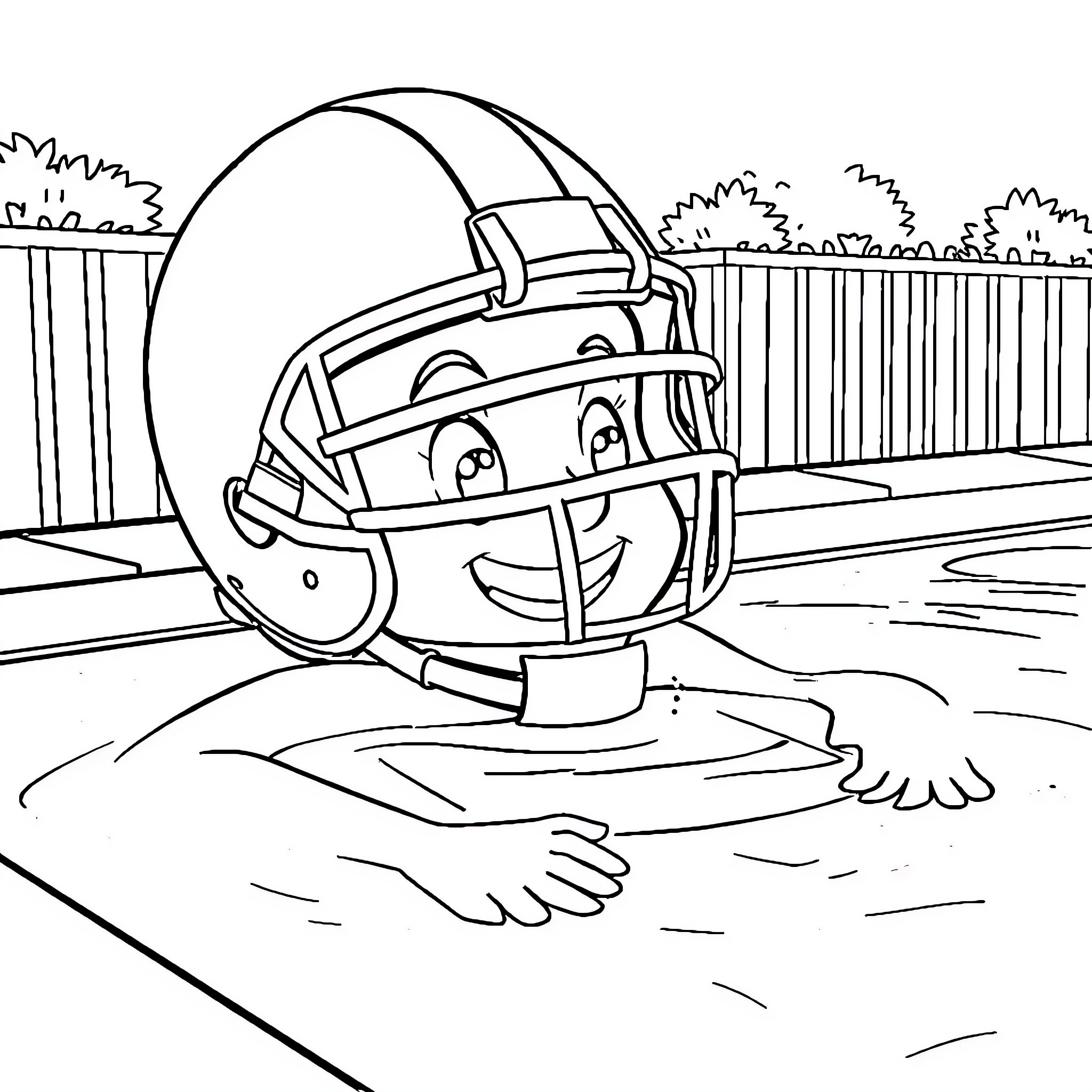 Cleveland Browns mascot celebrating on the field Coloring Page (free black-and-white line drawing printable PDF for all, from beginners to advanced learners, including children, teens, adults, and seniors)