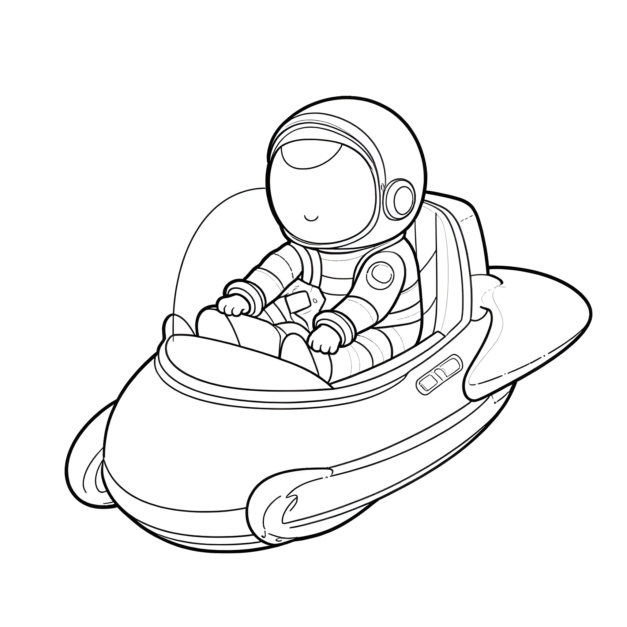 Among Us Astronaut Exploring Futuristic Spacecraft Coloring Page (free black-and-white line drawing printable PDF for all, from beginners to advanced learners, including children, teens, adults, and seniors)