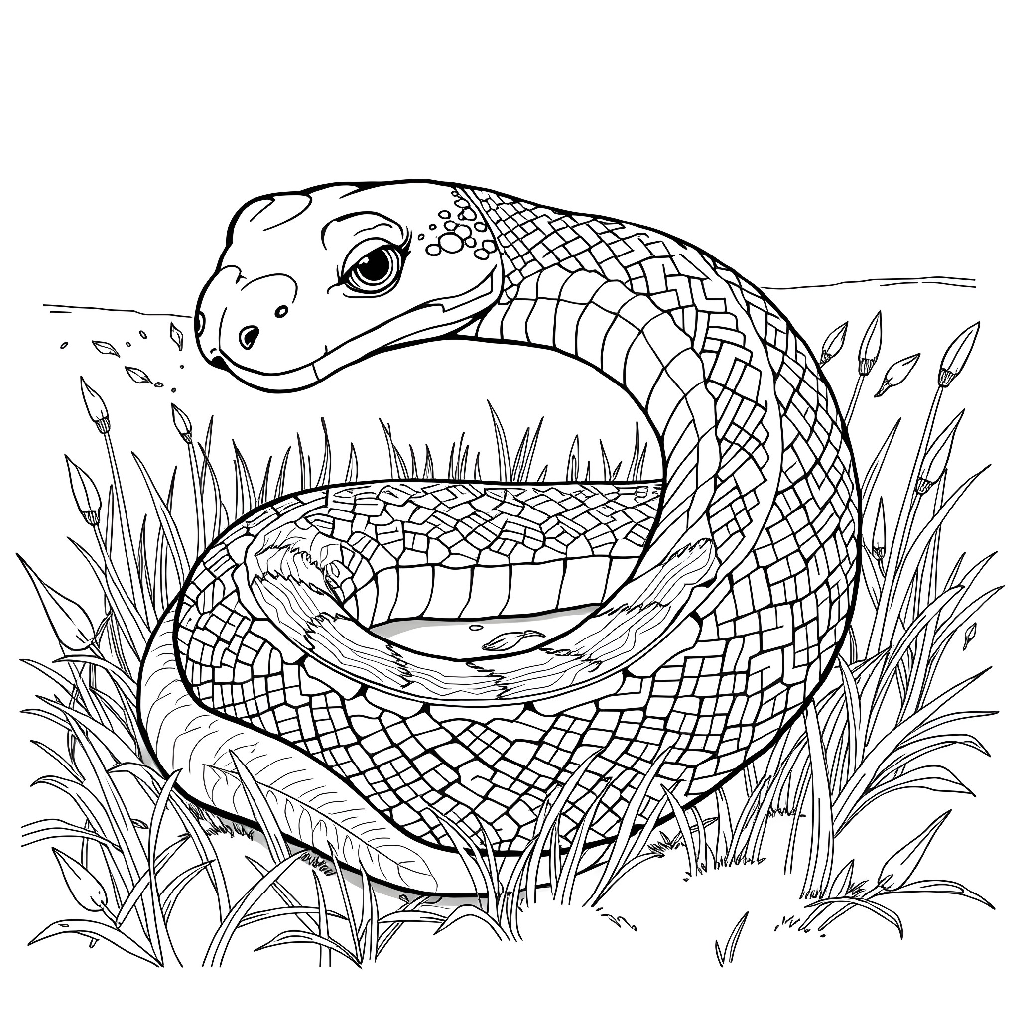 Bothriechis Schlegelii in a natural habitat Coloring Page (free black-and-white line drawing printable PDF for all, from beginners to advanced learners, including children, teens, adults, and seniors)