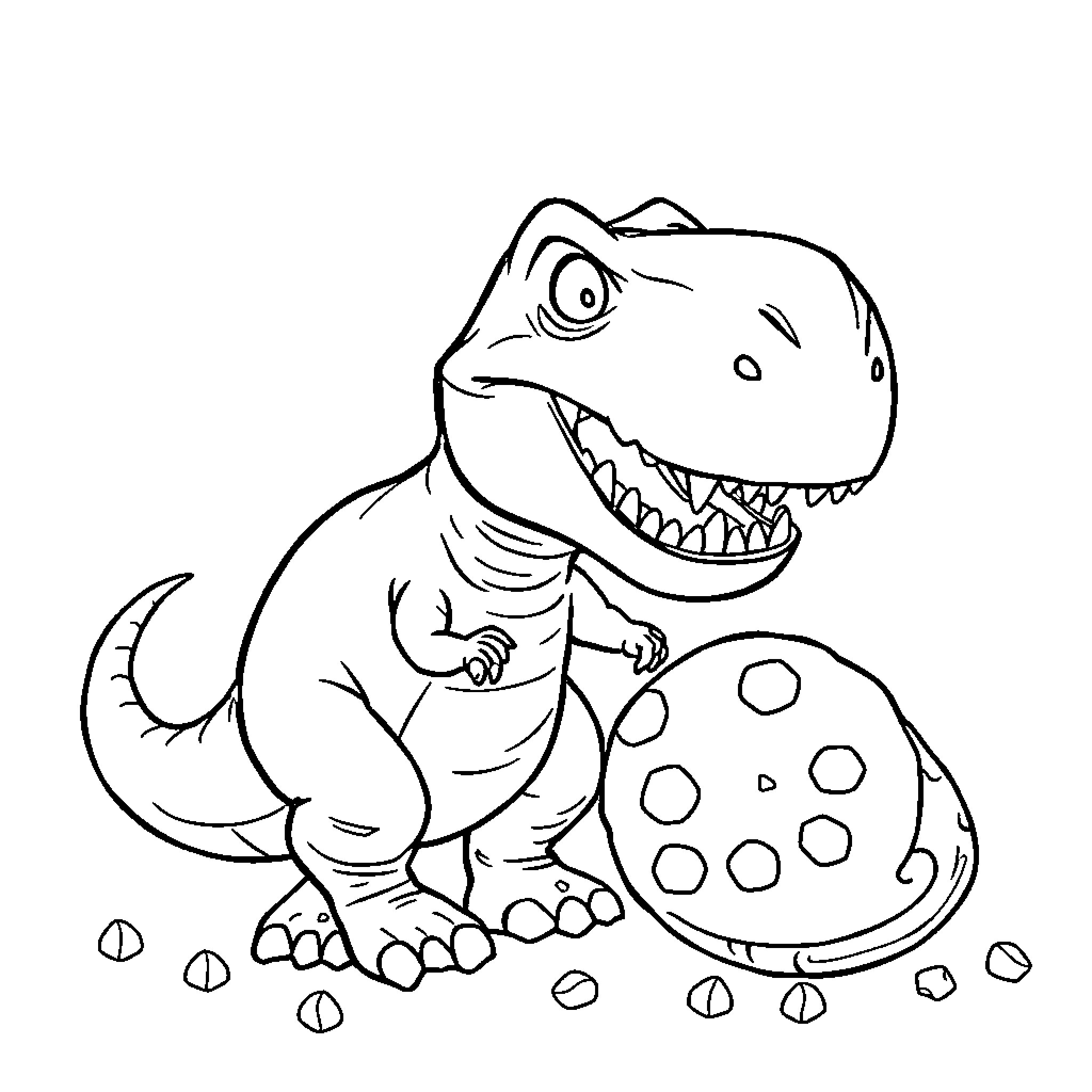 Dinosaur exploring and enjoying the outdoors Coloring Page (free black-and-white line drawing printable PDF for all, from beginners to advanced learners, including children, teens, adults, and seniors)