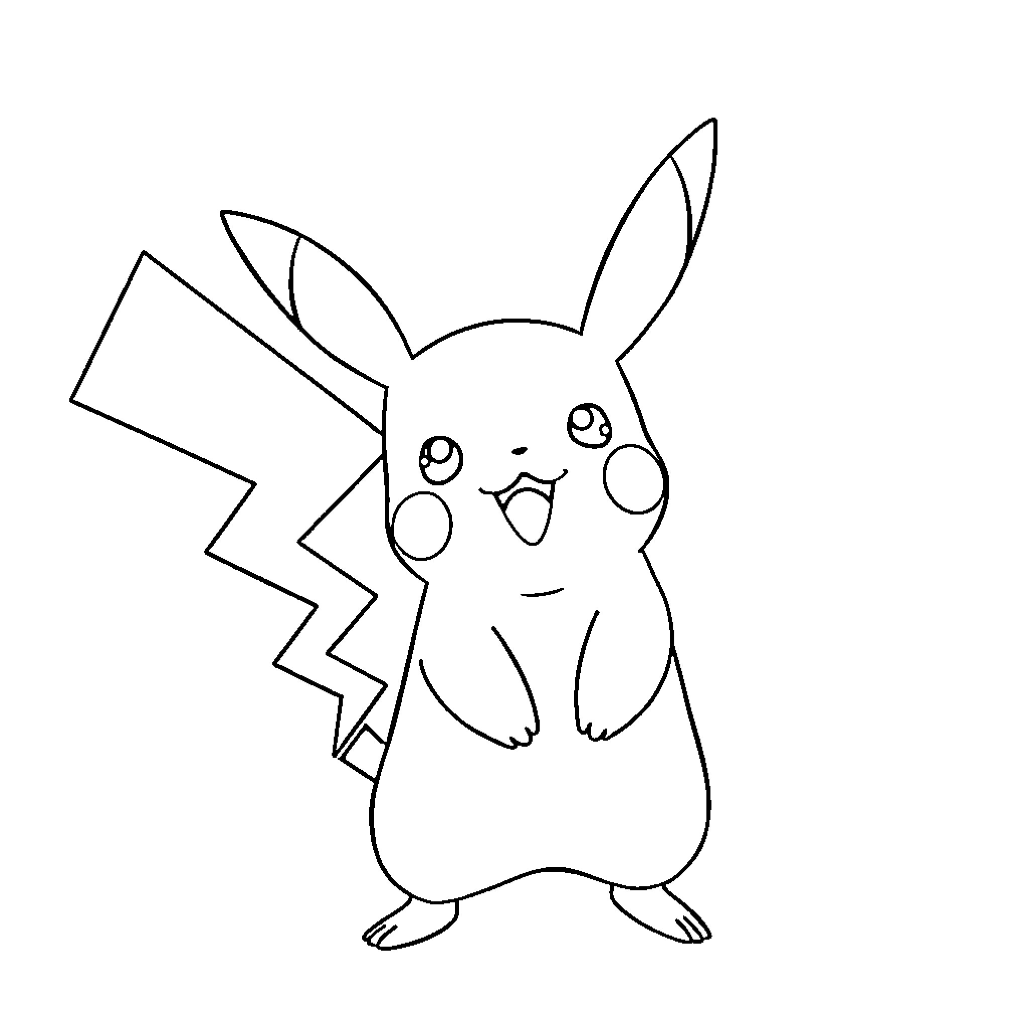 Pikachu's Endearing Illustration Coloring Page (free black-and-white line drawing printable PDF for all, from beginners to advanced learners, including children, teens, adults, and seniors)