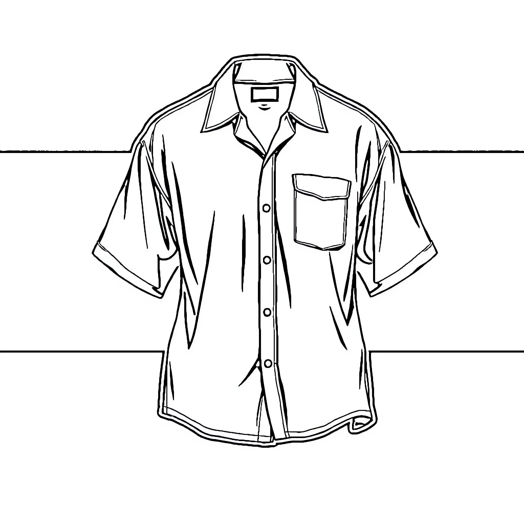 Shirt with pocket detail and short sleeves Coloring Page (free black-and-white line drawing printable PDF for all, from beginners to advanced learners, including children, teens, adults, and seniors)