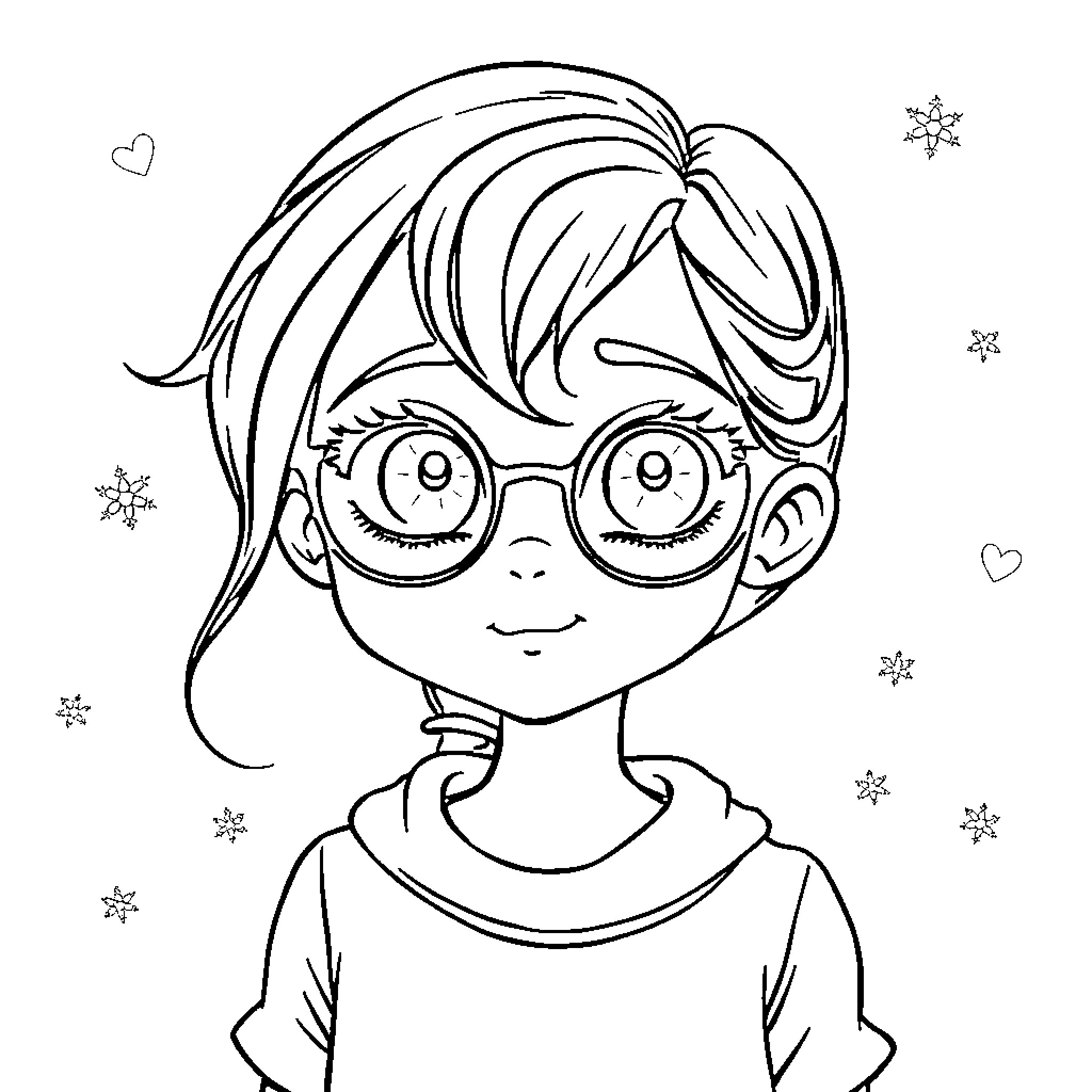 Nina's Playful Imagination Coloring Page (free black-and-white line drawing printable PDF for all, from beginners to advanced learners, including children, teens, adults, and seniors)