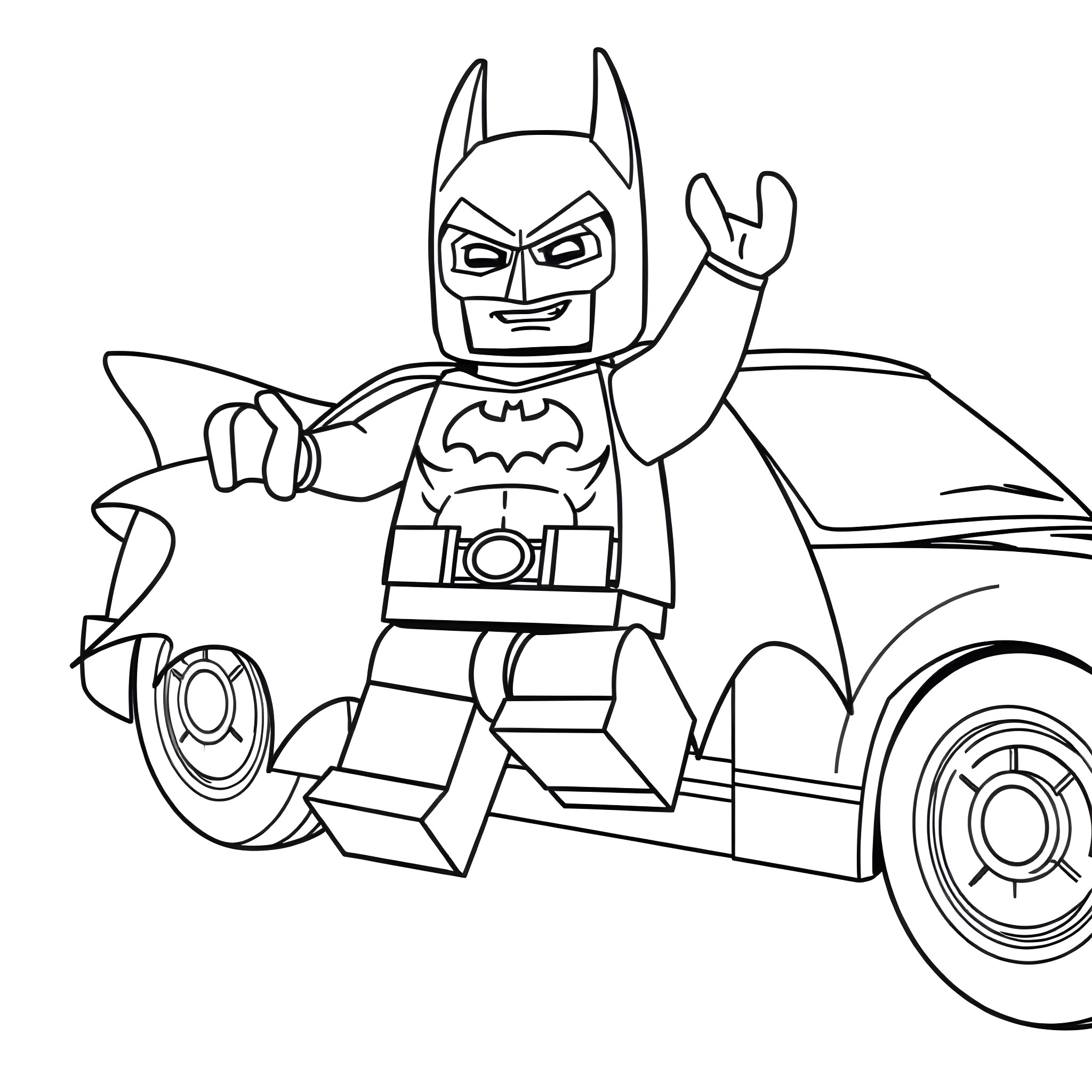 Batman riding a futuristic vehicle with determination Coloring Page (free black-and-white line drawing printable PDF for all, from beginners to advanced learners, including children, teens, adults, and seniors)