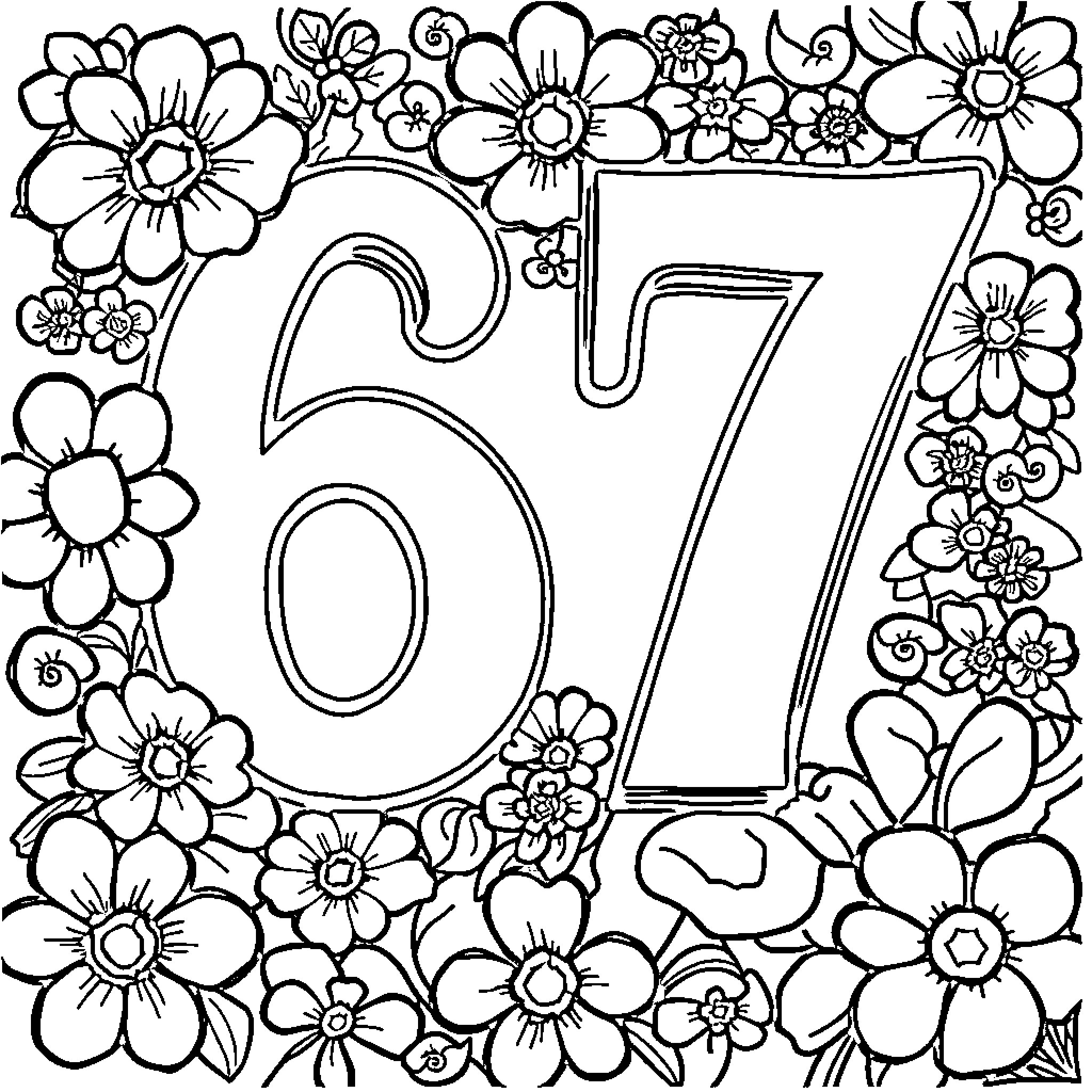 67 Floral frame with decorative flowers Coloring Page (free black-and-white line drawing printable PDF for all, from beginners to advanced learners, including children, teens, adults, and seniors)