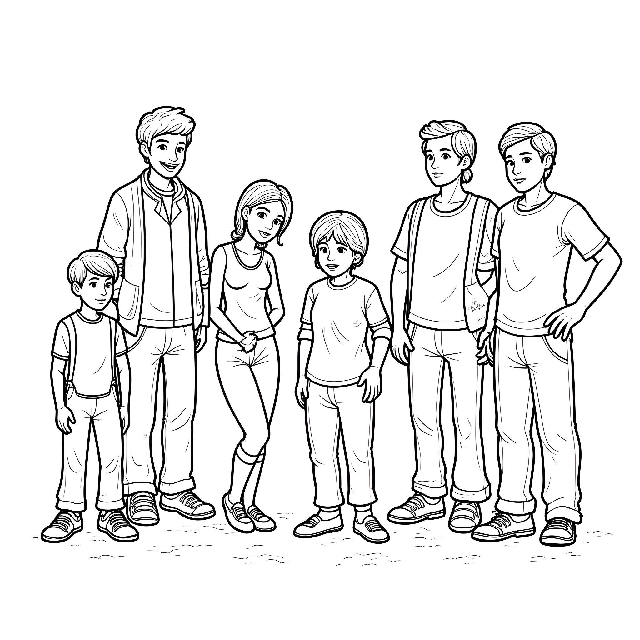 Last Of Us Family Portrait Coloring Page (free black-and-white line drawing printable PDF for all, from beginners to advanced learners, including children, teens, adults, and seniors)