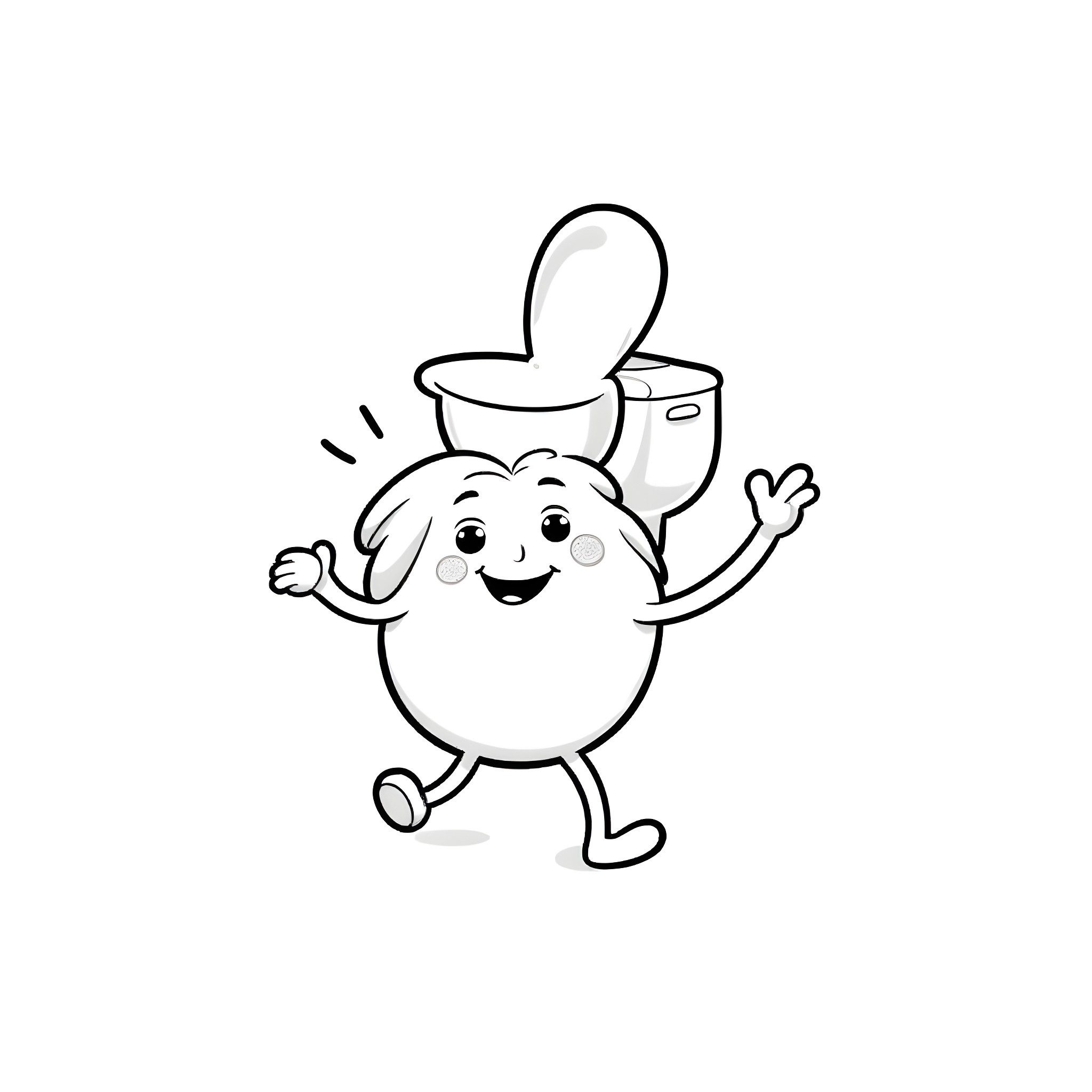 Skibidi Toilet Character Happily Posing Coloring Page (free black-and-white line drawing printable PDF for all, from beginners to advanced learners, including children, teens, adults, and seniors)