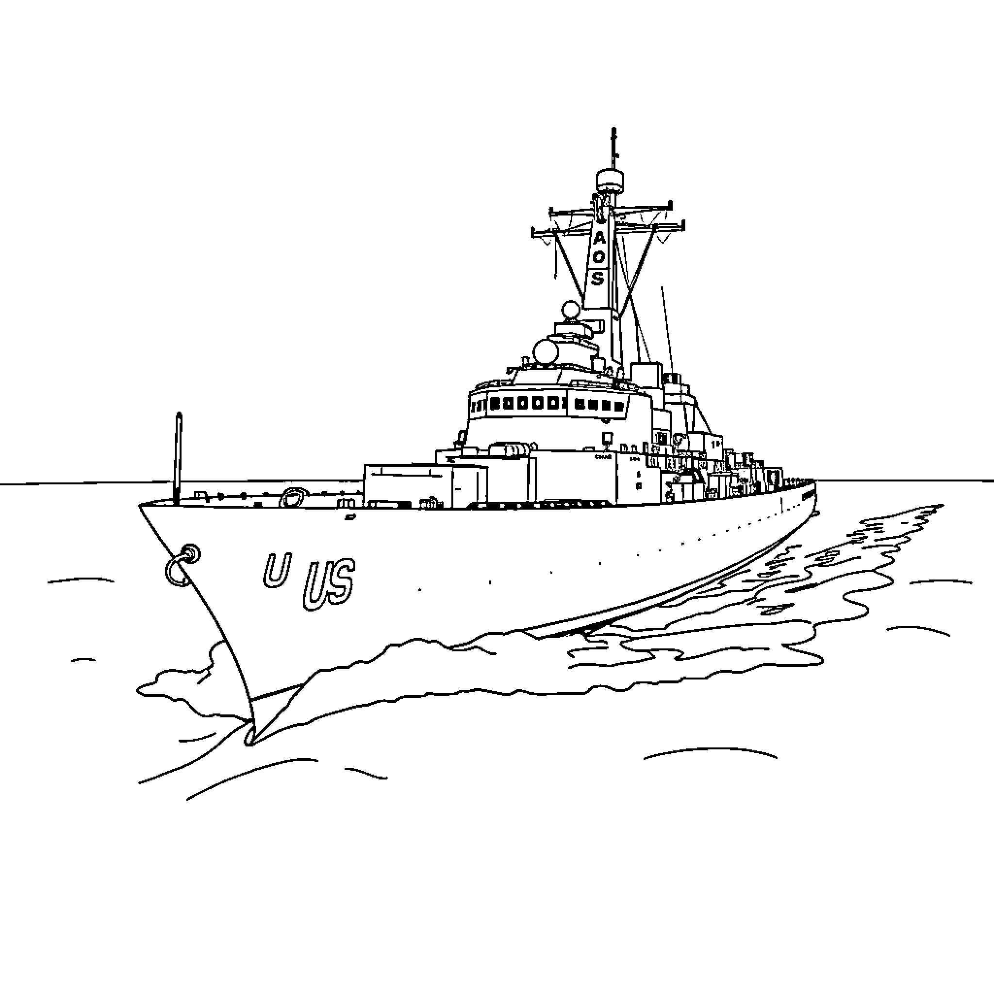 USS New York warship sailing through open waters Coloring Page (free black-and-white line drawing printable PDF for all, from beginners to advanced learners, including children, teens, adults, and seniors)
