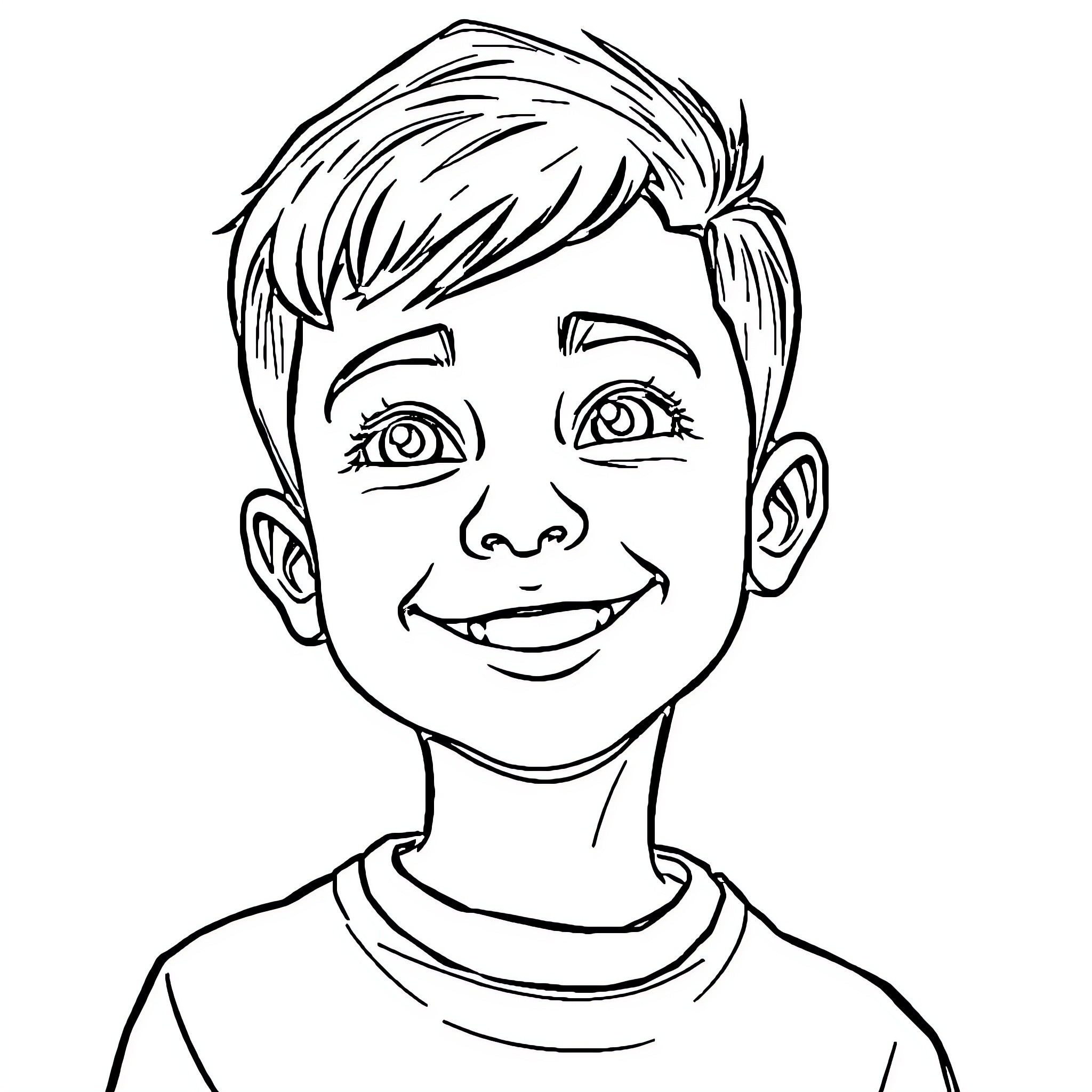 Anass' Cheerful Expression Coloring Page (free black-and-white line drawing printable PDF for all, from beginners to advanced learners, including children, teens, adults, and seniors)