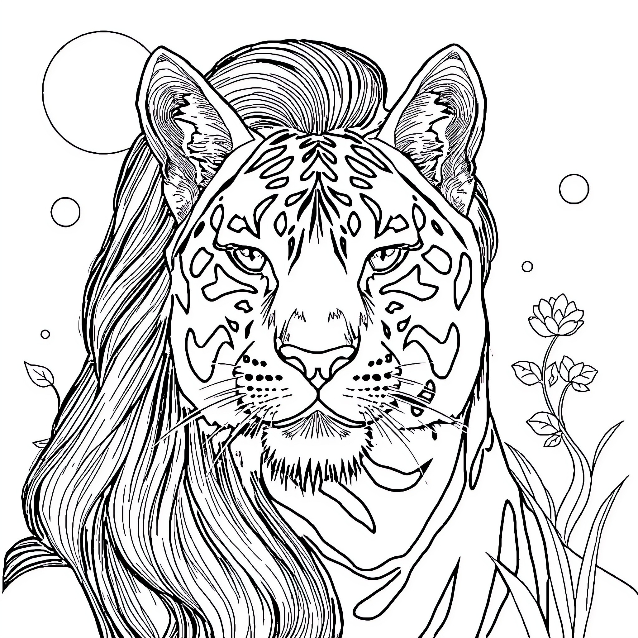 सहकारी जंगली जानवर की शानदार छवि Coloring Page (free black-and-white line drawing printable PDF for all, from beginners to advanced learners, including children, teens, adults, and seniors)