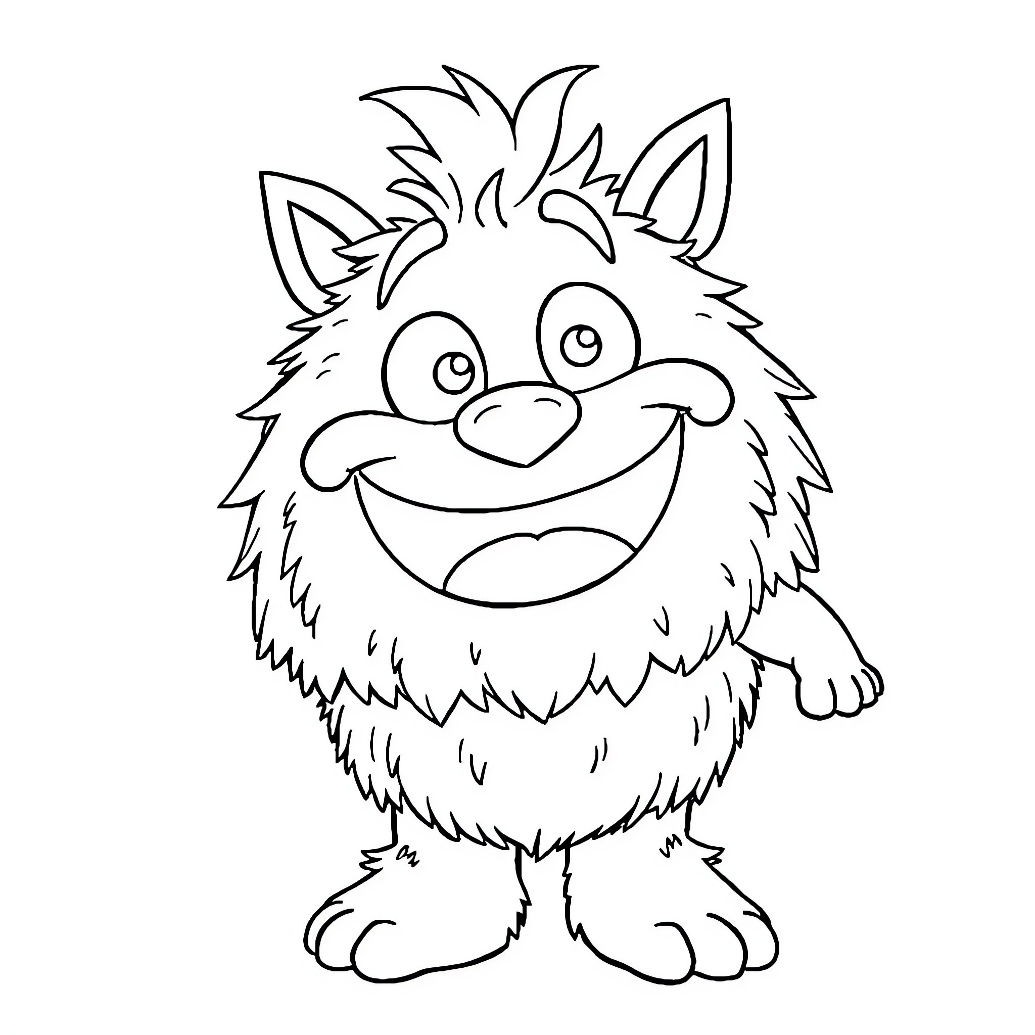 Bing-bong: Cheerful Furry Monster with a Silly Grin Coloring Page (free black-and-white line drawing printable PDF for all, from beginners to advanced learners, including children, teens, adults, and seniors)