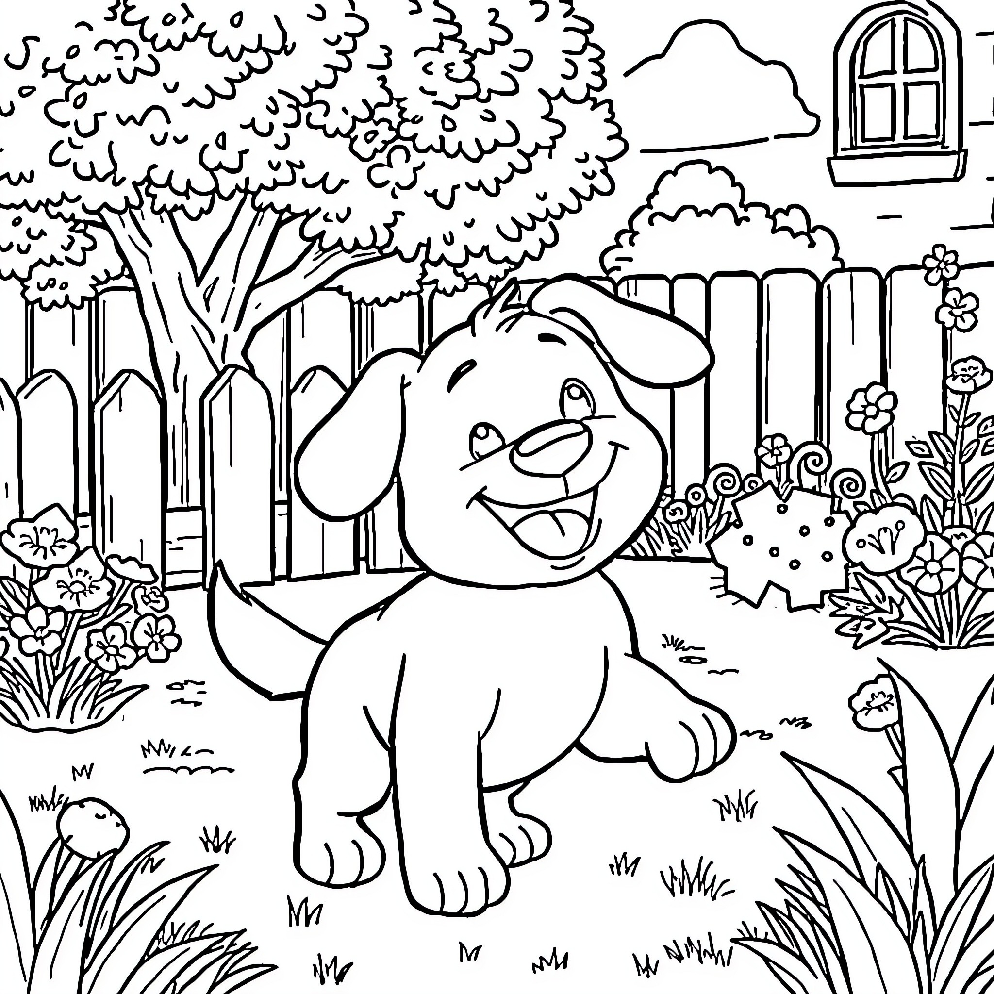 Bluey's Outdoor Adventure Coloring Page (free black-and-white line drawing printable PDF for all, from beginners to advanced learners, including children, teens, adults, and seniors)