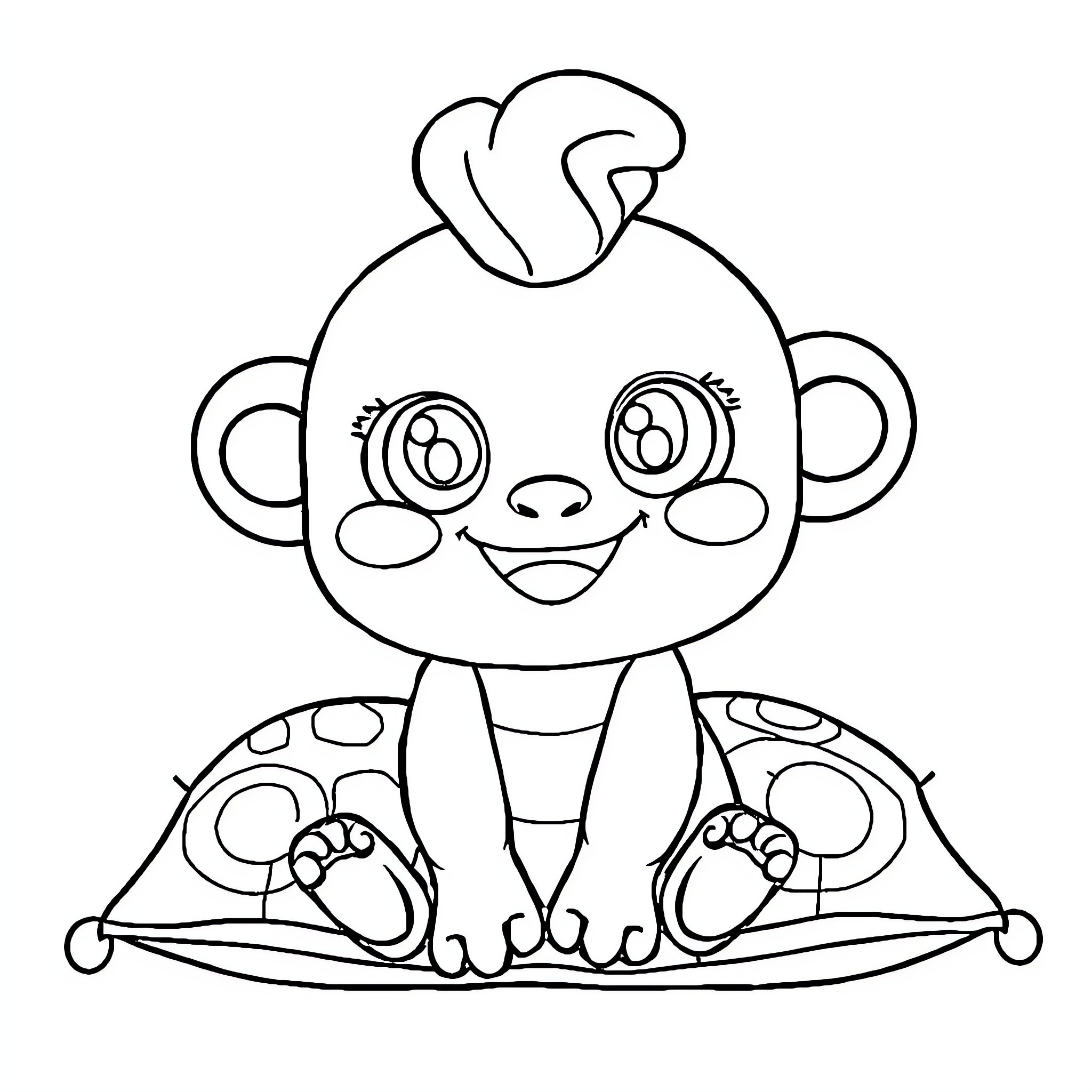 Labubu having fun in the playroom Coloring Page (free black-and-white line drawing printable PDF for all, from beginners to advanced learners, including children, teens, adults, and seniors)