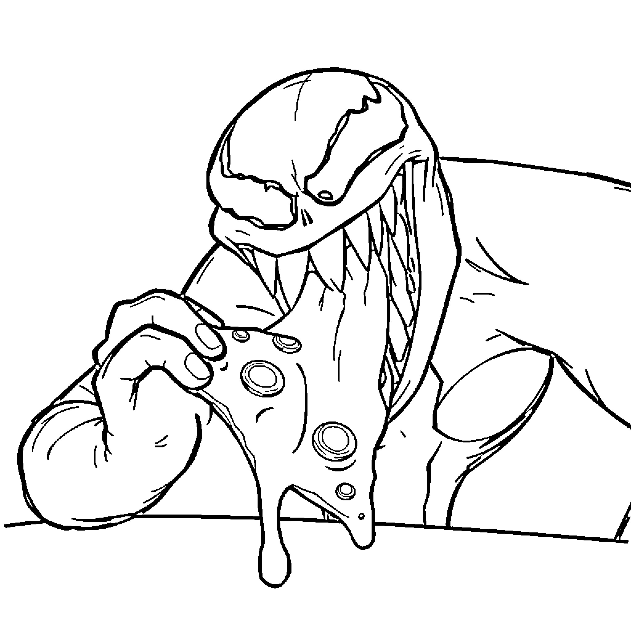 Venom unleashing menacing power Coloring Page (free black-and-white line drawing printable PDF for all, from beginners to advanced learners, including children, teens, adults, and seniors)