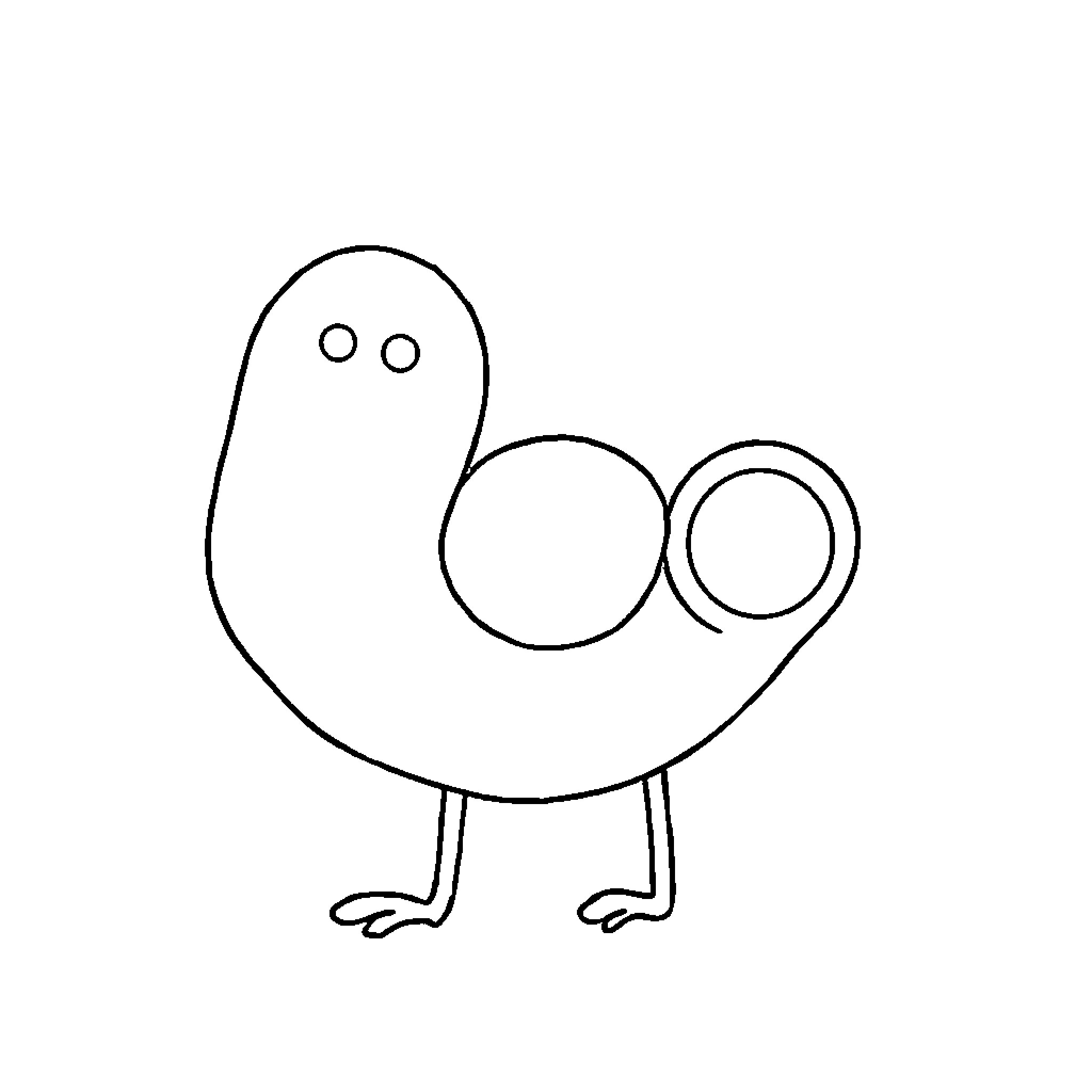 Easy Cartoon Bird Sketch Coloring Page (free black-and-white line drawing printable PDF for all, from beginners to advanced learners, including children, teens, adults, and seniors)