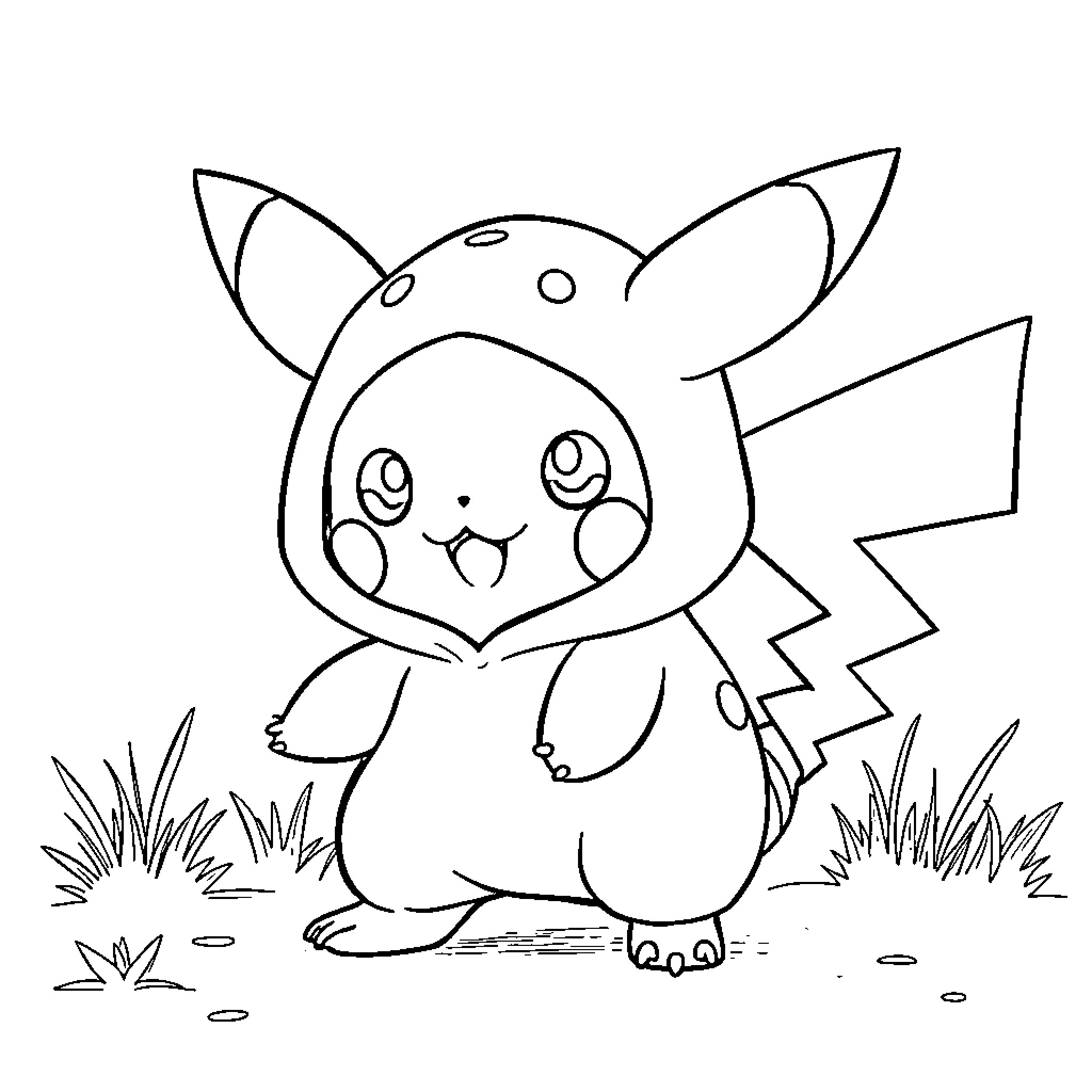 Agumon posing adorably in a grassy field Coloring Page (free black-and-white line drawing printable PDF for all, from beginners to advanced learners, including children, teens, adults, and seniors)