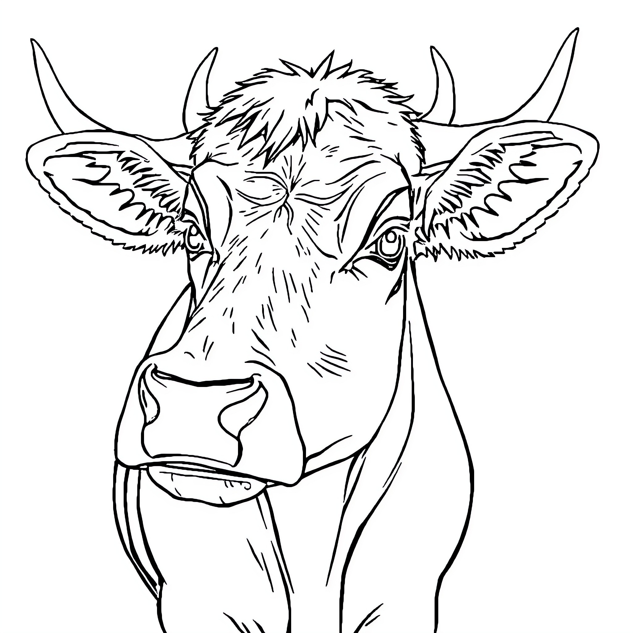 Cow Skeleton Depicting Whimsical Bovine Expression Coloring Page (free black-and-white line drawing printable PDF for all, from beginners to advanced learners, including children, teens, adults, and seniors)
