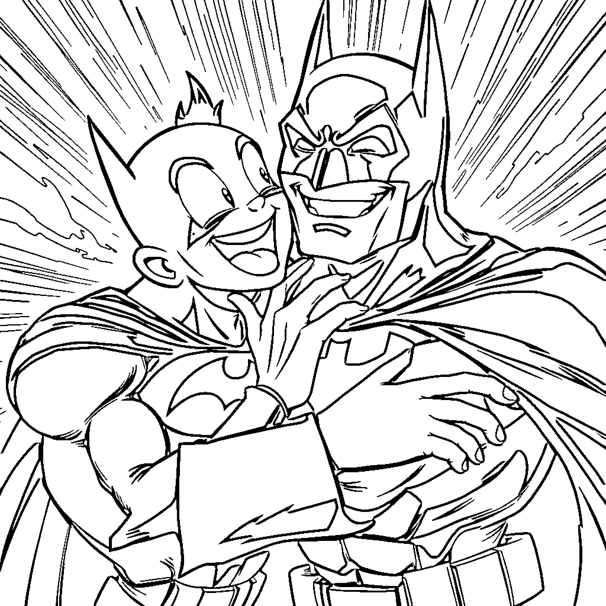 Sin Chan Battling with Heroic Determination Coloring Page (free black-and-white line drawing printable PDF for all, from beginners to advanced learners, including children, teens, adults, and seniors)