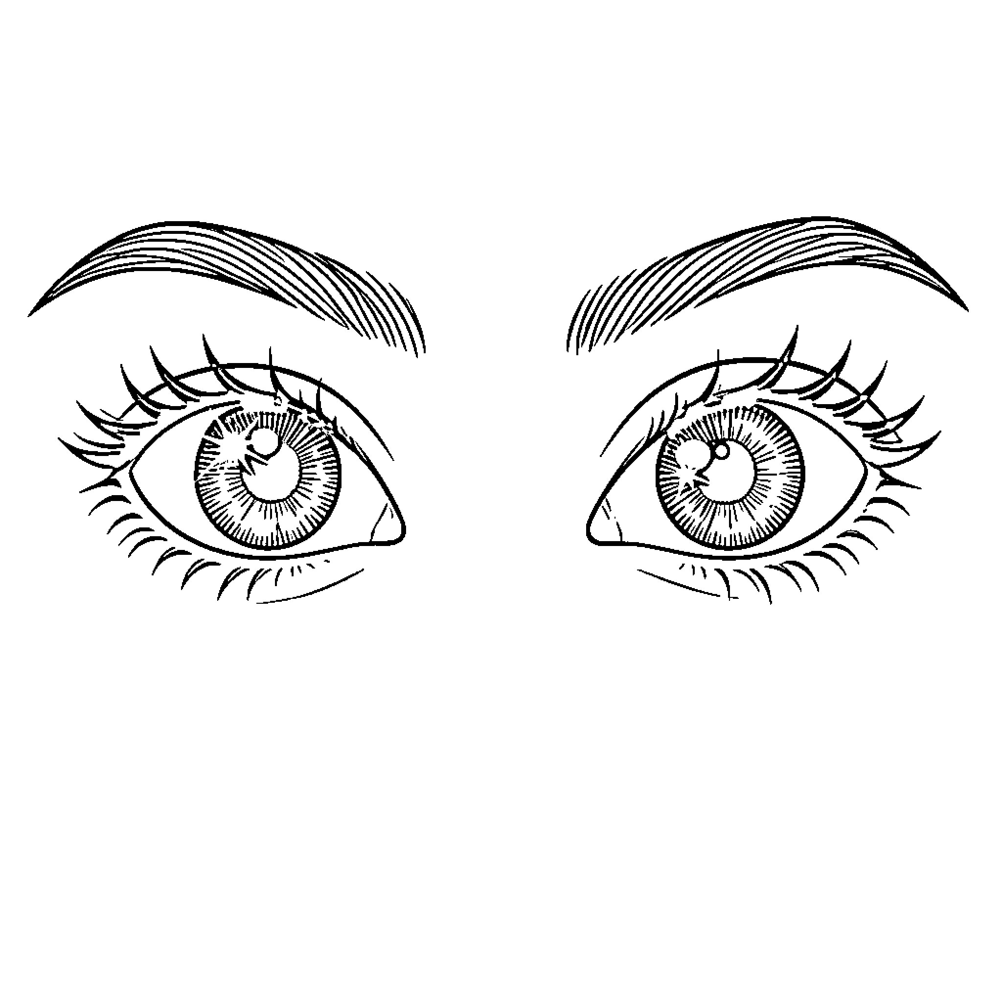 Eye Expressions in Black and White Coloring Page (free black-and-white line drawing printable PDF for all, from beginners to advanced learners, including children, teens, adults, and seniors)