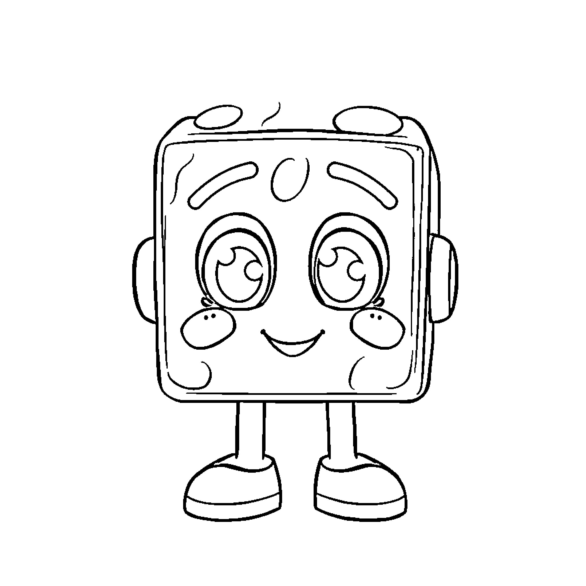 Numberblock character in a happy expression Coloring Page (free black-and-white line drawing printable PDF for all, from beginners to advanced learners, including children, teens, adults, and seniors)