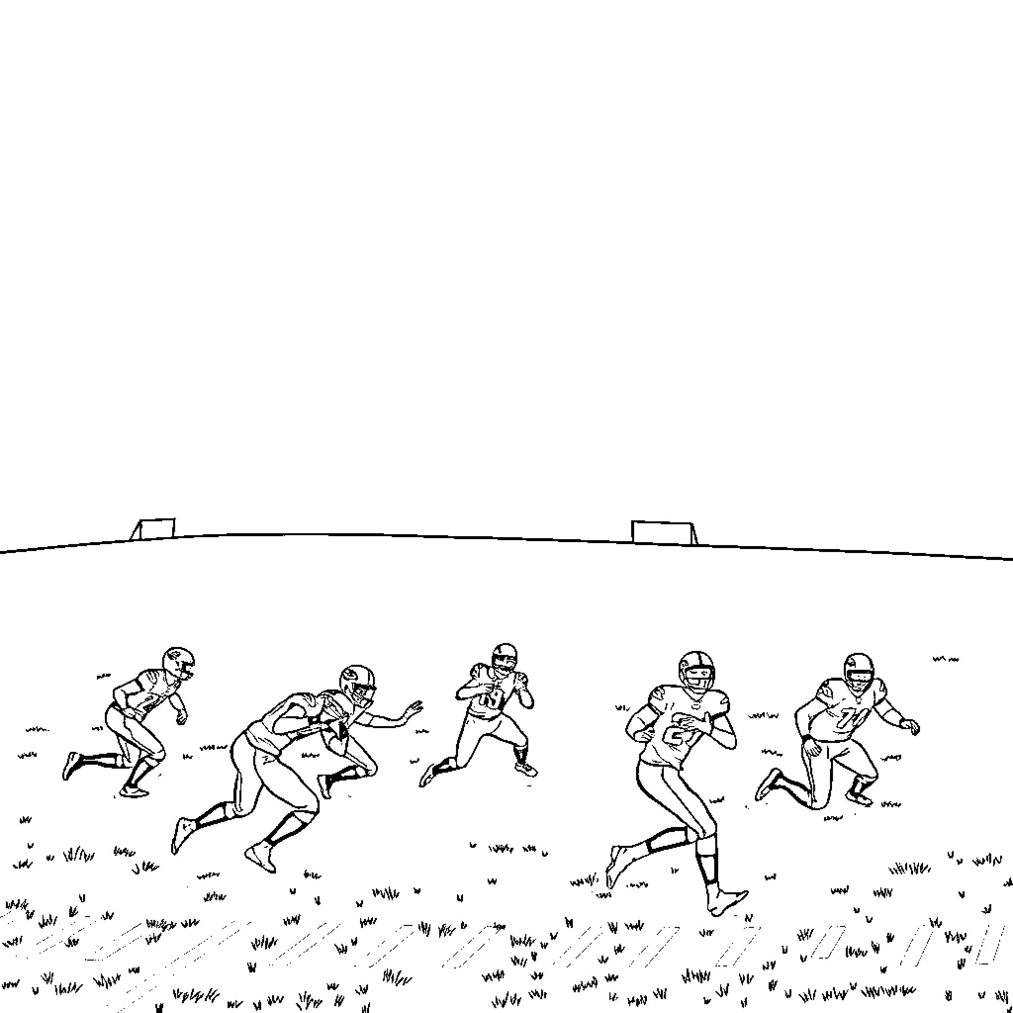 Eagle players competing in football game Coloring Page (free black-and-white line drawing printable PDF for all, from beginners to advanced learners, including children, teens, adults, and seniors)