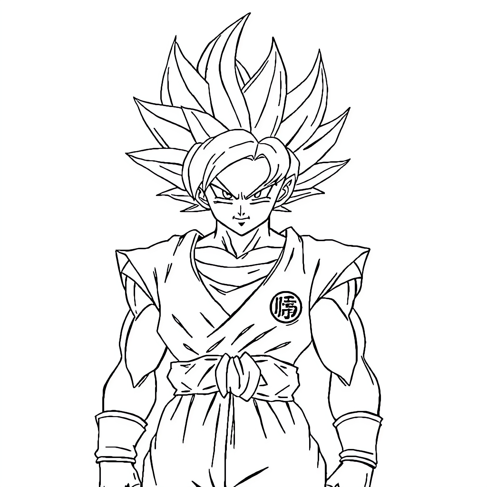 Hero with Powerful Anime-style Appearance Coloring Page (free black-and-white line drawing printable PDF for all, from beginners to advanced learners, including children, teens, adults, and seniors)