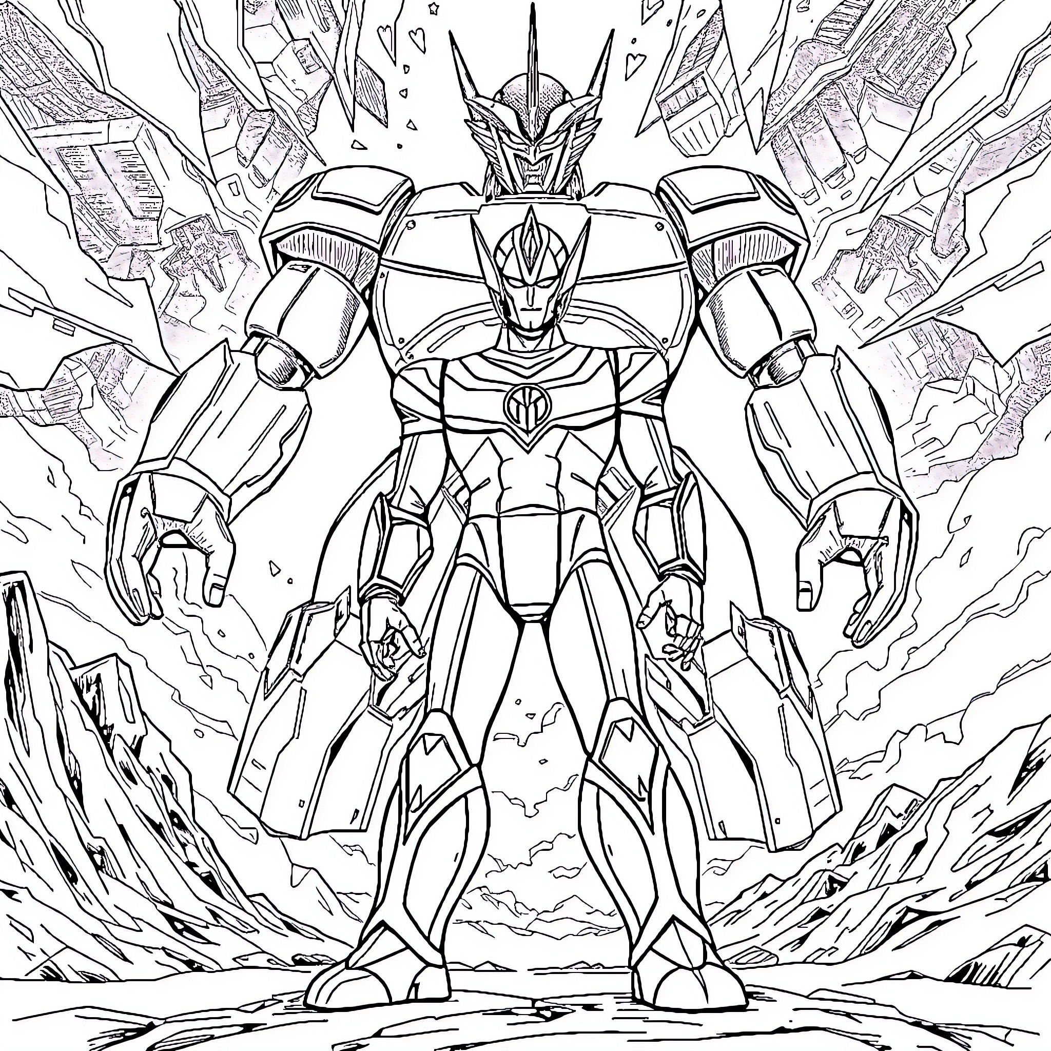 Ultraman Mightily Defending the Earth Coloring Page (free black-and-white line drawing printable PDF for all, from beginners to advanced learners, including children, teens, adults, and seniors)