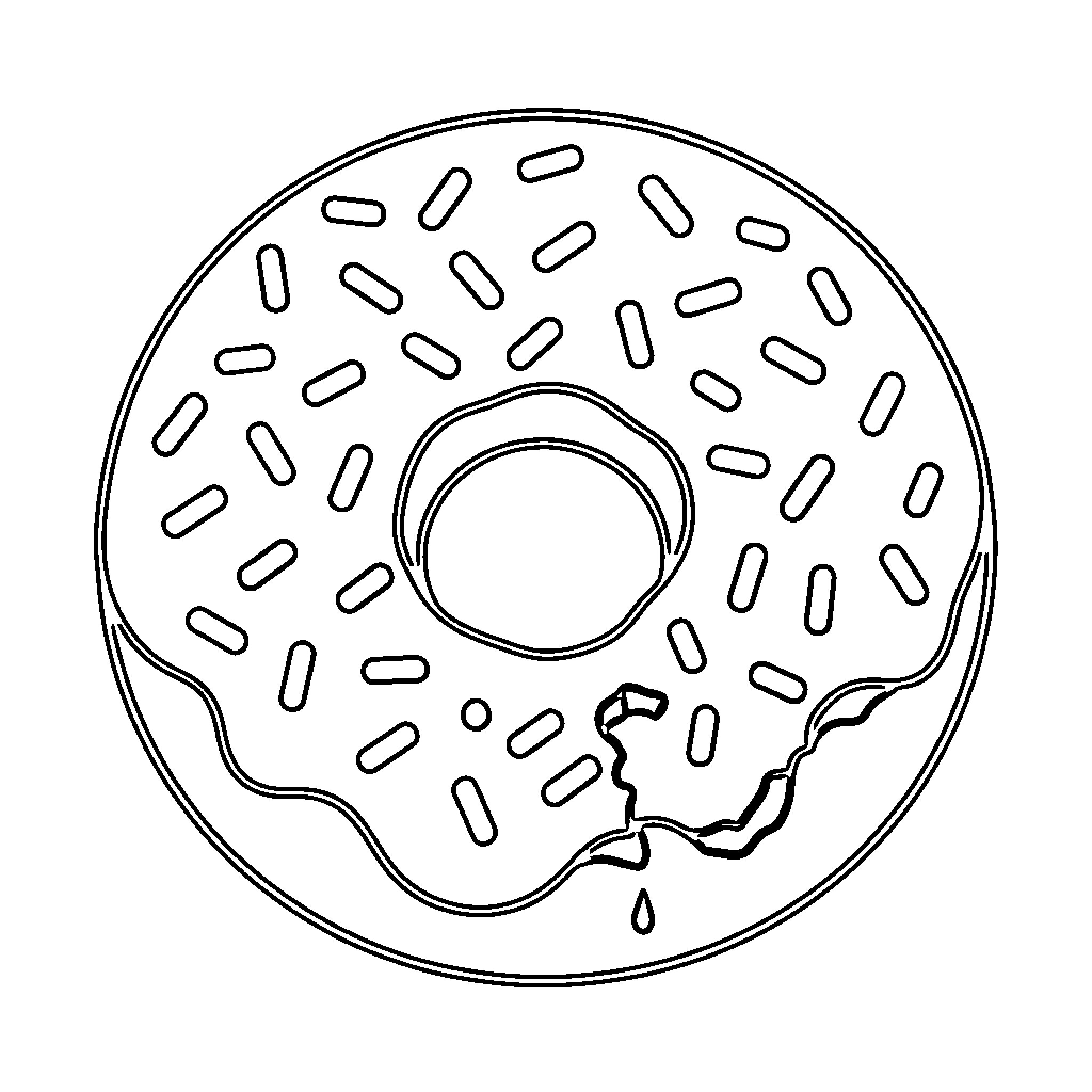 Donut with detailed icing design Coloring Page (free black-and-white line drawing printable PDF for all, from beginners to advanced learners, including children, teens, adults, and seniors)