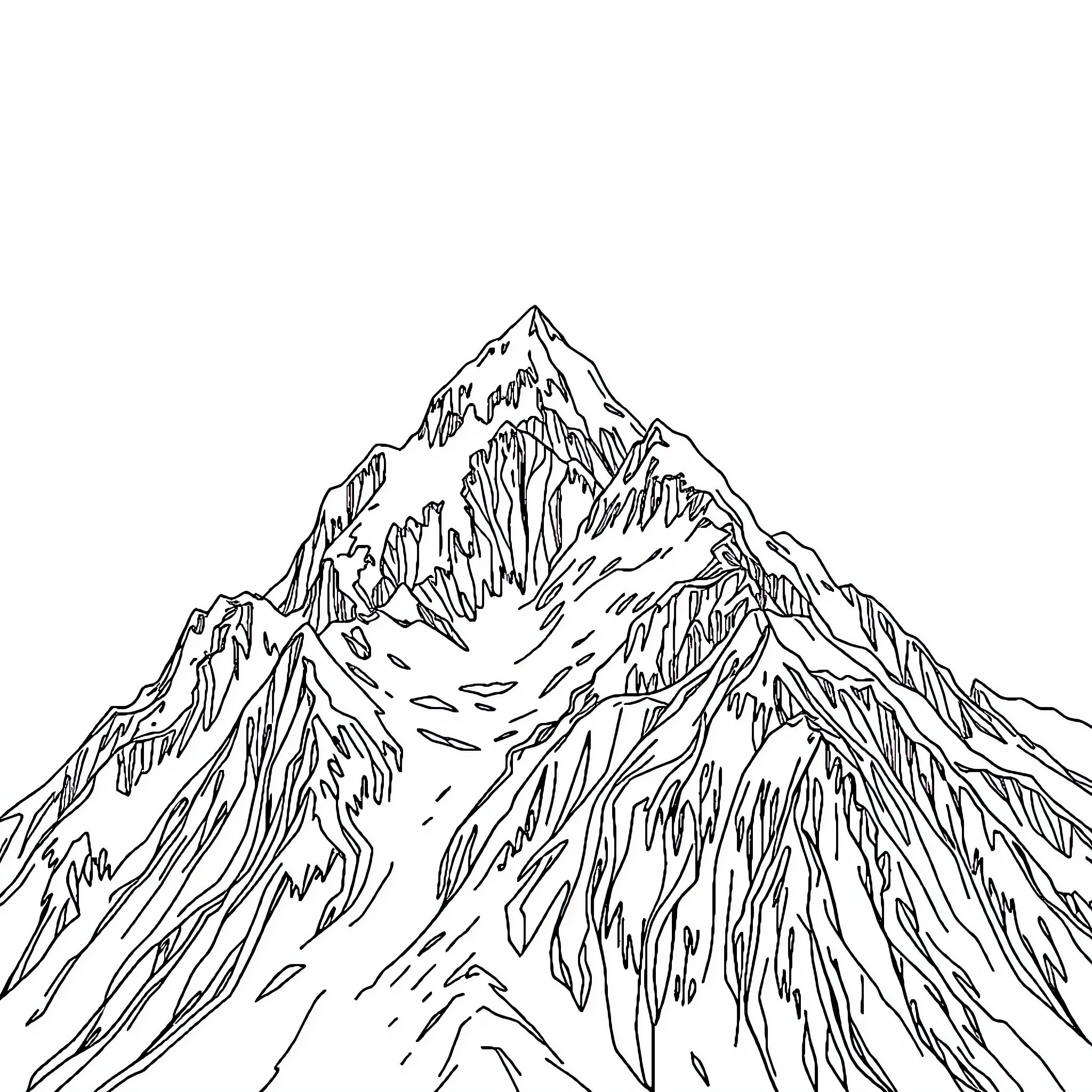 Mountain landscape with rugged terrain Coloring Page (free black-and-white line drawing printable PDF for all, from beginners to advanced learners, including children, teens, adults, and seniors)
