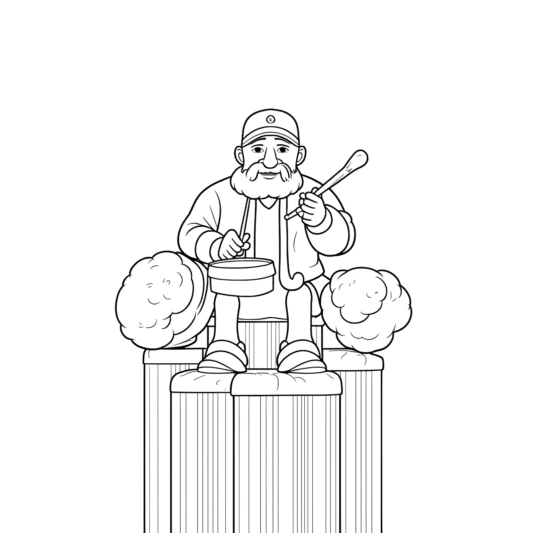 Man working diligently on a project Coloring Page (free black-and-white line drawing printable PDF for all, from beginners to advanced learners, including children, teens, adults, and seniors)