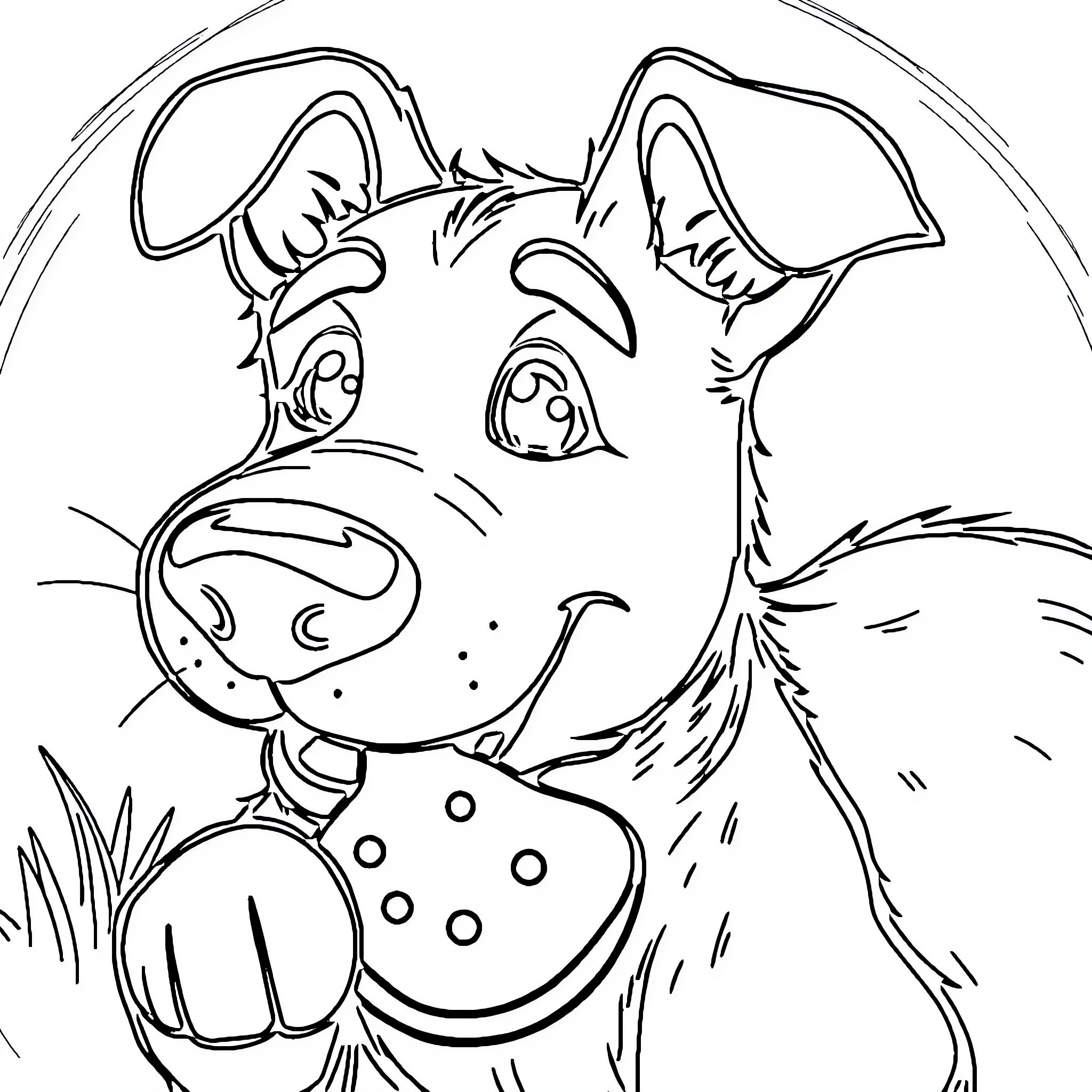 Bluey Playing with Toy Coloring Page (free black-and-white line drawing printable PDF for all, from beginners to advanced learners, including children, teens, adults, and seniors)