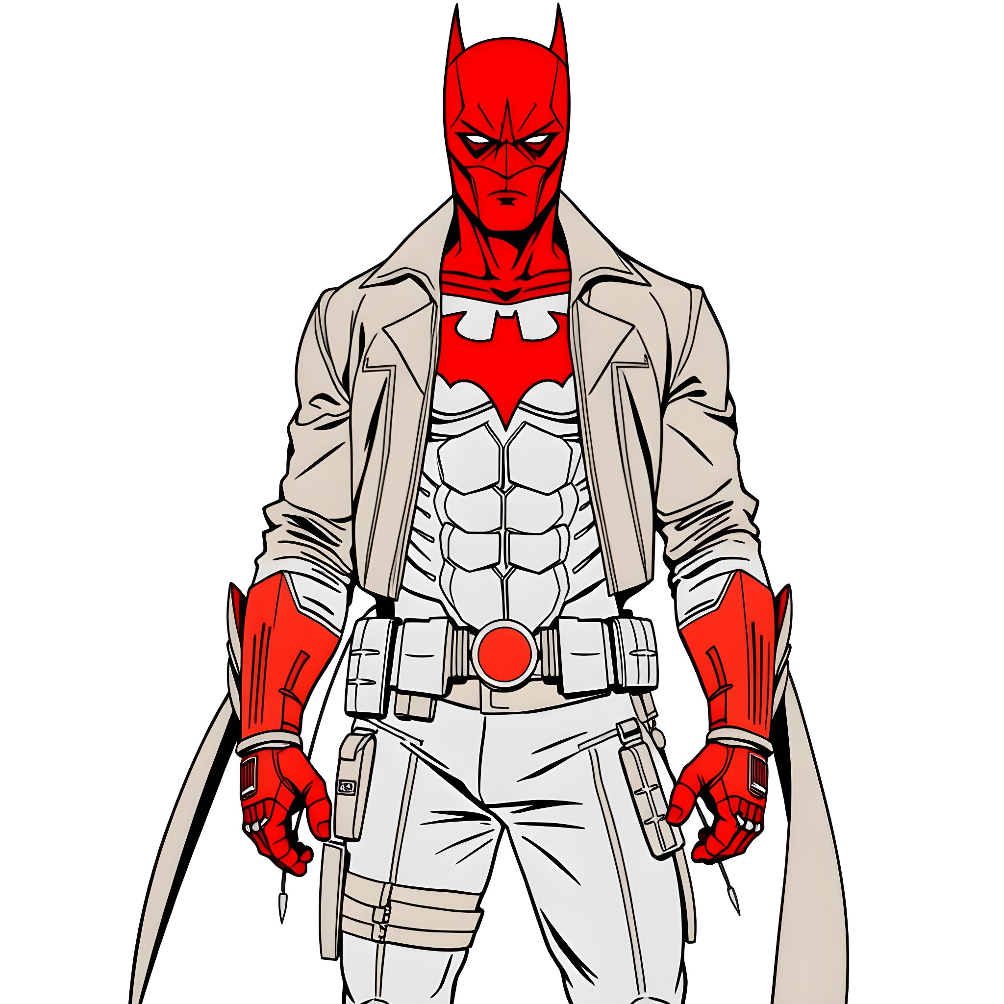 Red Hood's Heroic Vigilante Attire Coloring Page (free black-and-white line drawing printable PDF for all, from beginners to advanced learners, including children, teens, adults, and seniors)