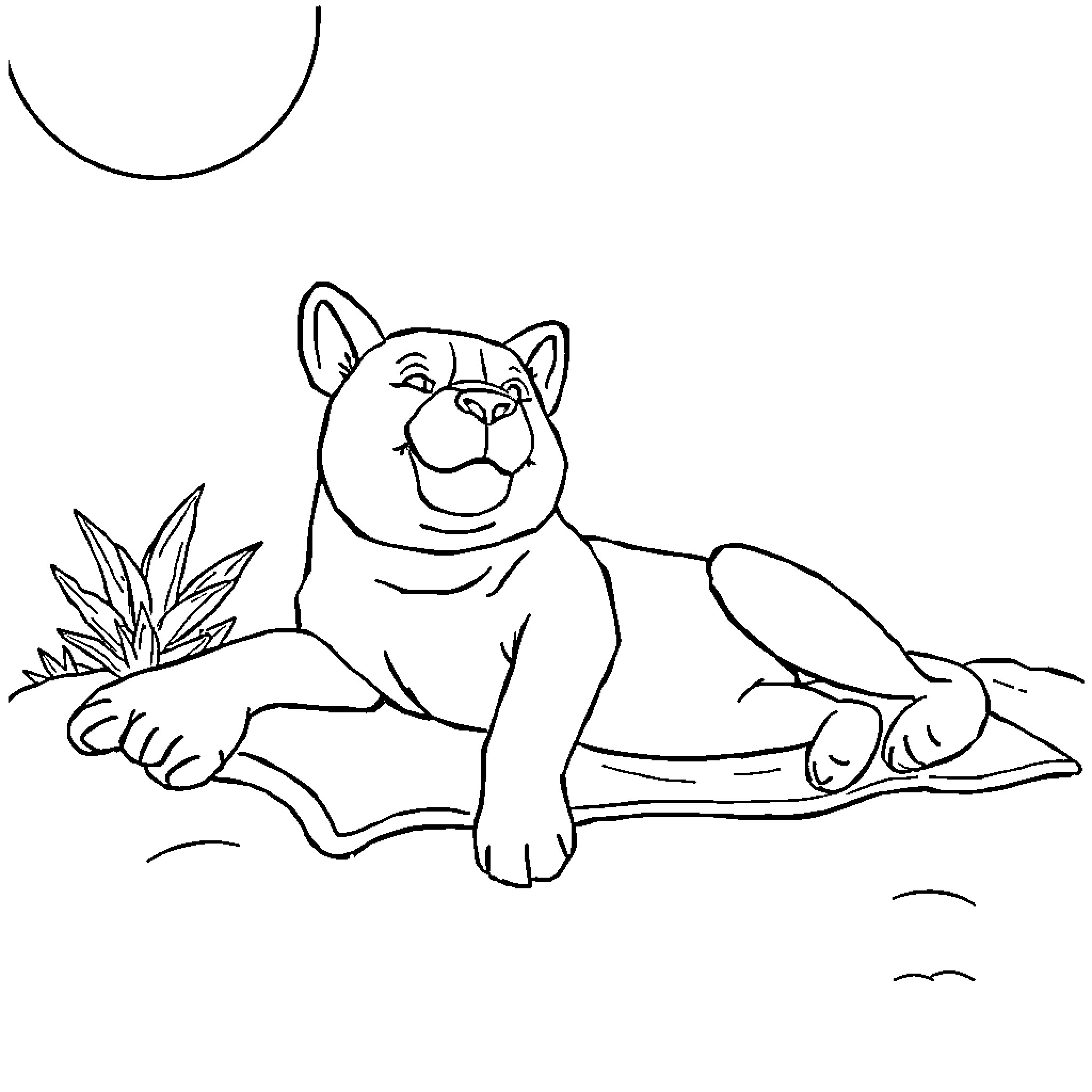 Labubu's Relaxing Moment in the Wild Coloring Page (free black-and-white line drawing printable PDF for all, from beginners to advanced learners, including children, teens, adults, and seniors)
