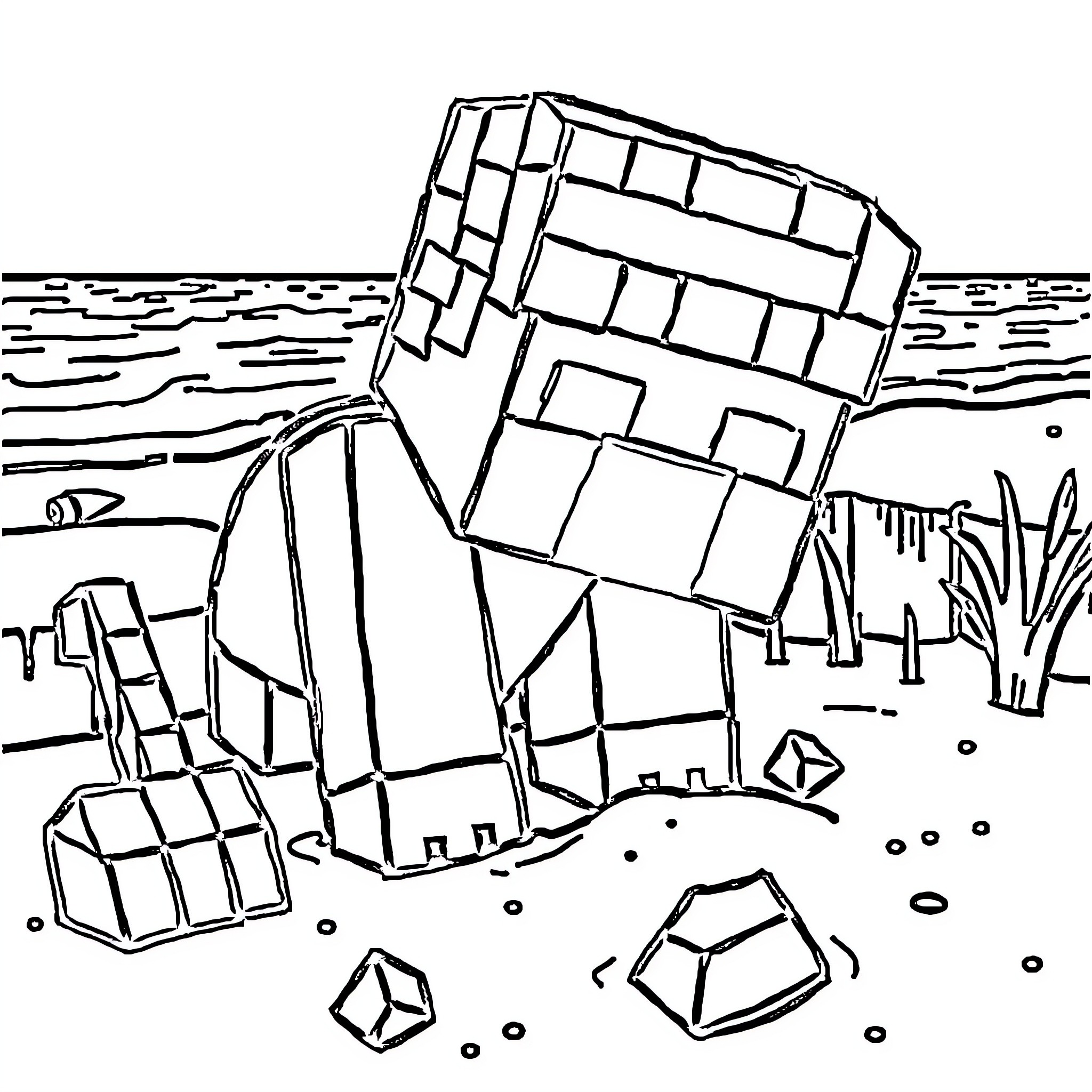 Sniffer searching for clues in rocky landscape Coloring Page (free black-and-white line drawing printable PDF for all, from beginners to advanced learners, including children, teens, adults, and seniors)